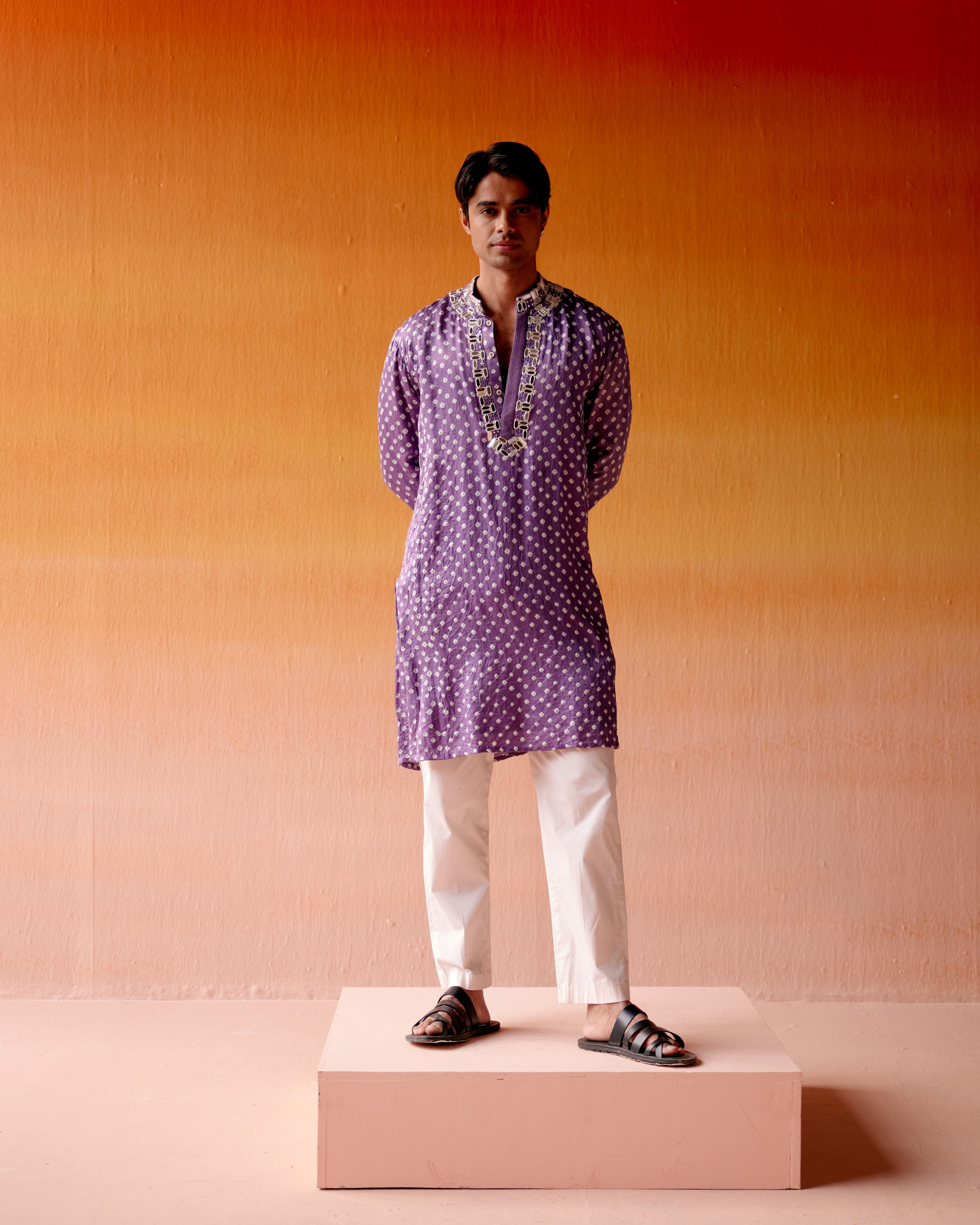 BANDHANI KURTA WITH STRAIGHT PANTS