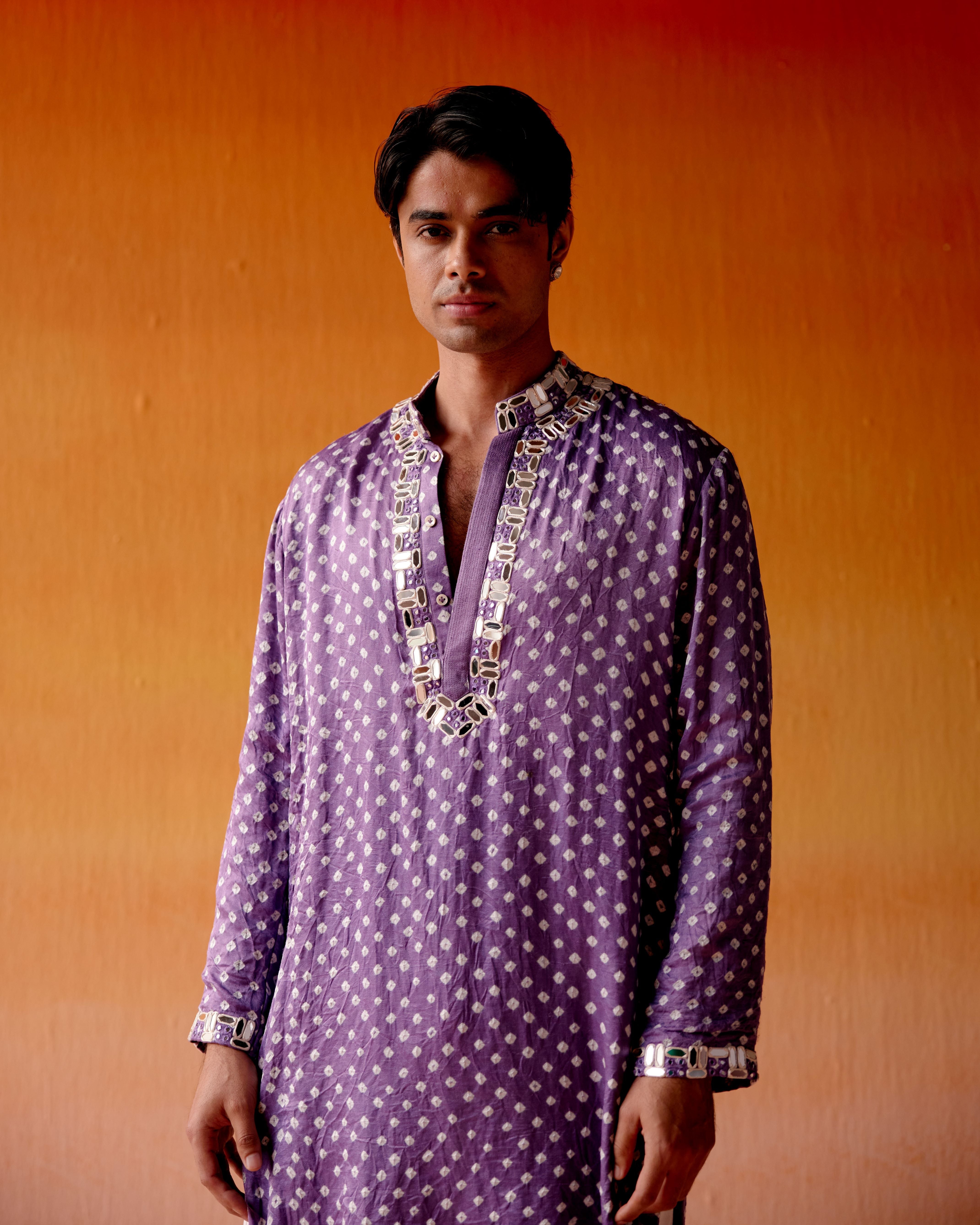 BANDHANI KURTA WITH STRAIGHT PANTS