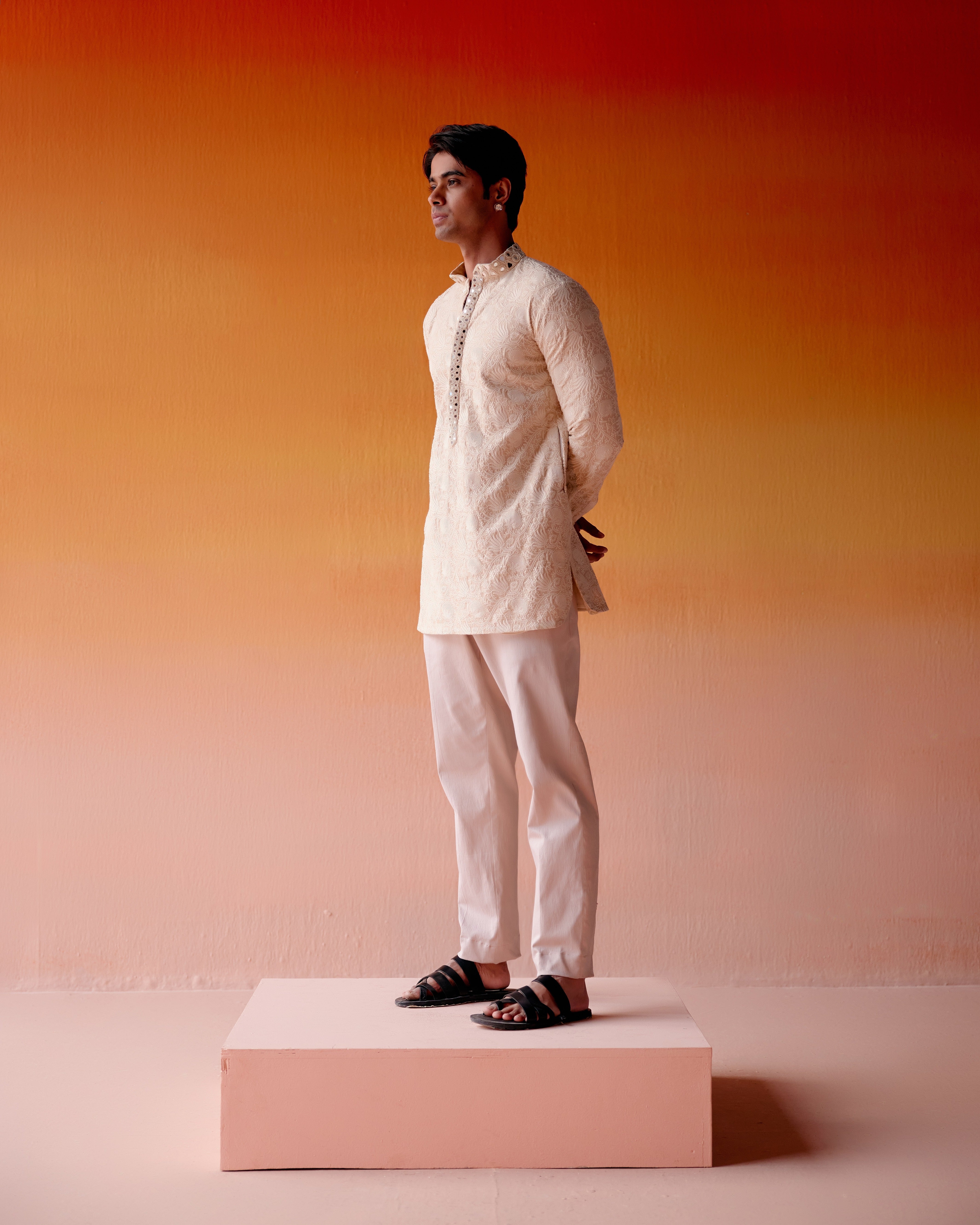 CHIKANKARI KURTA SHIRT WITH STRAIGHT PANTS