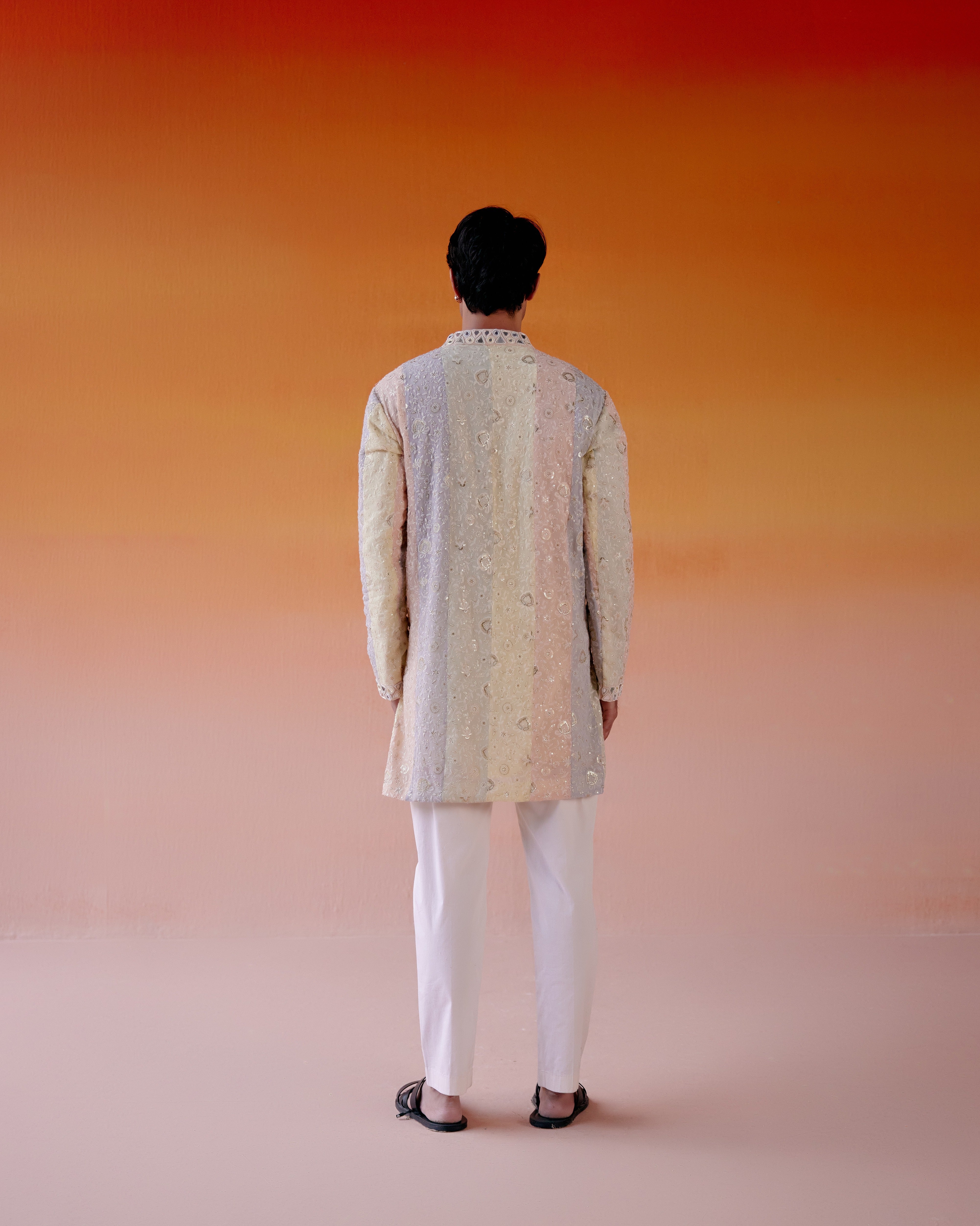 MULTICOLOR PANELED CHIKANKARI KURTA WITH STRAIGHT PANTS