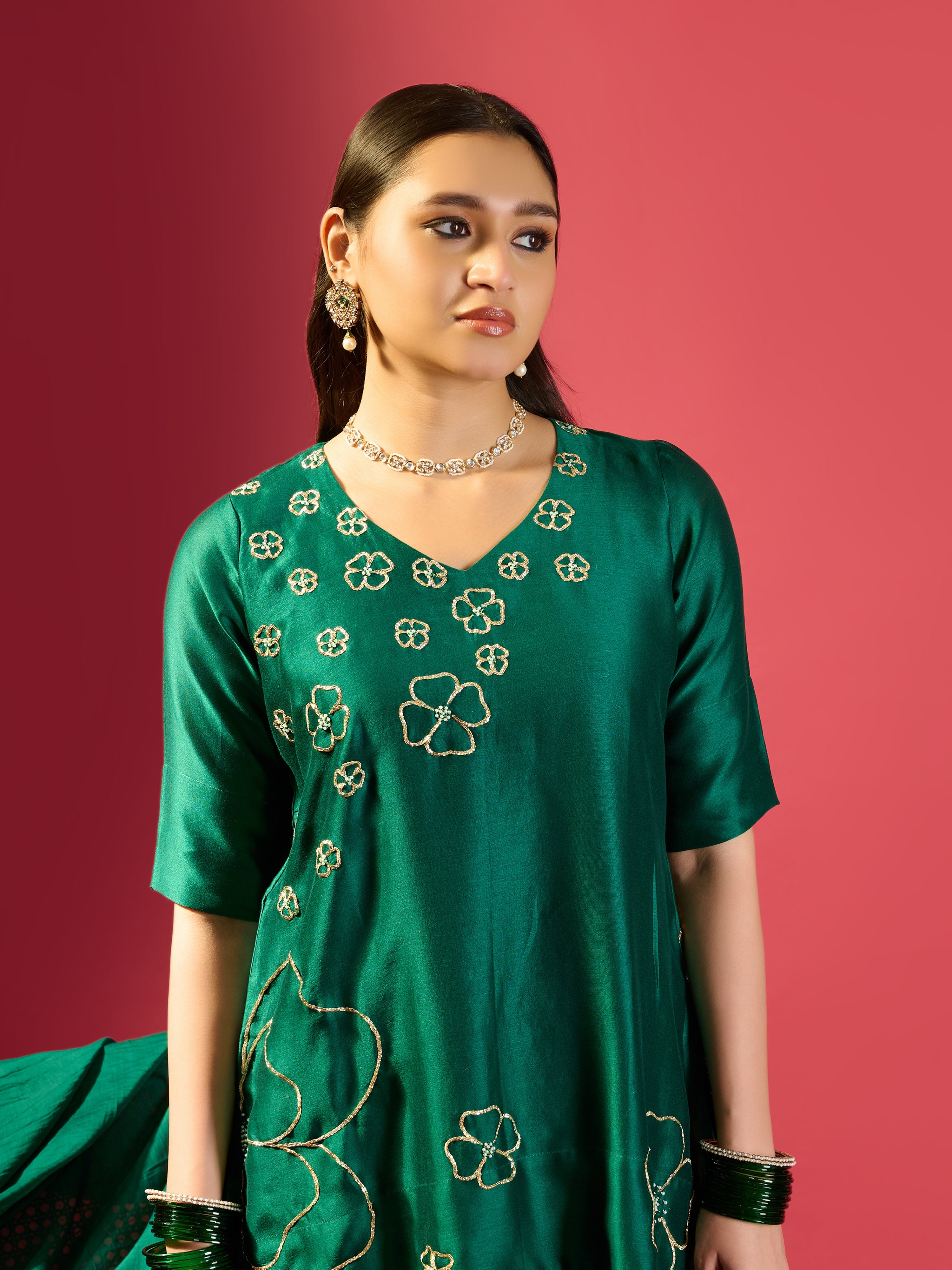 Rama Green Kurta With Garara Set