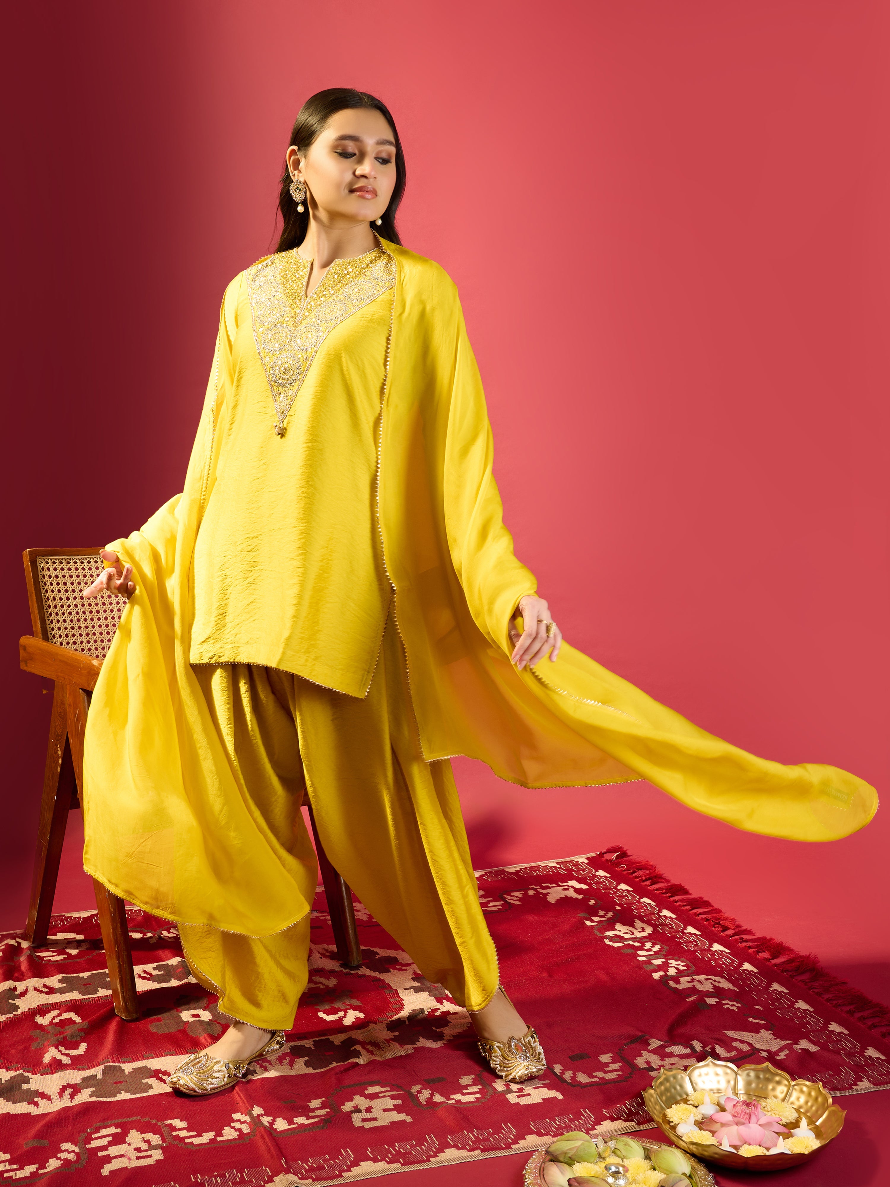 Mustard Dhoti & Kurta Set