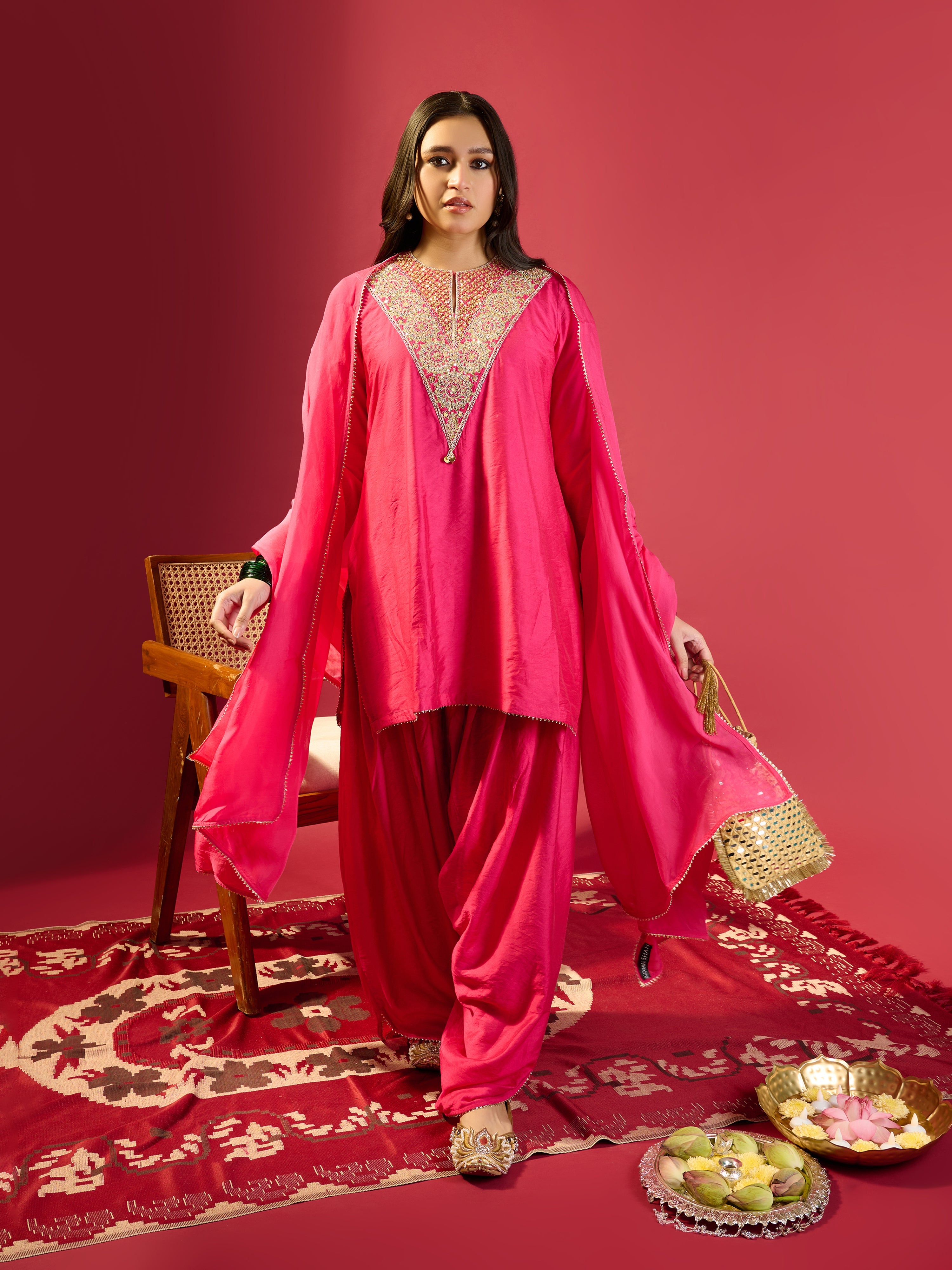 Hot Pink Dhoti & Kurta Set