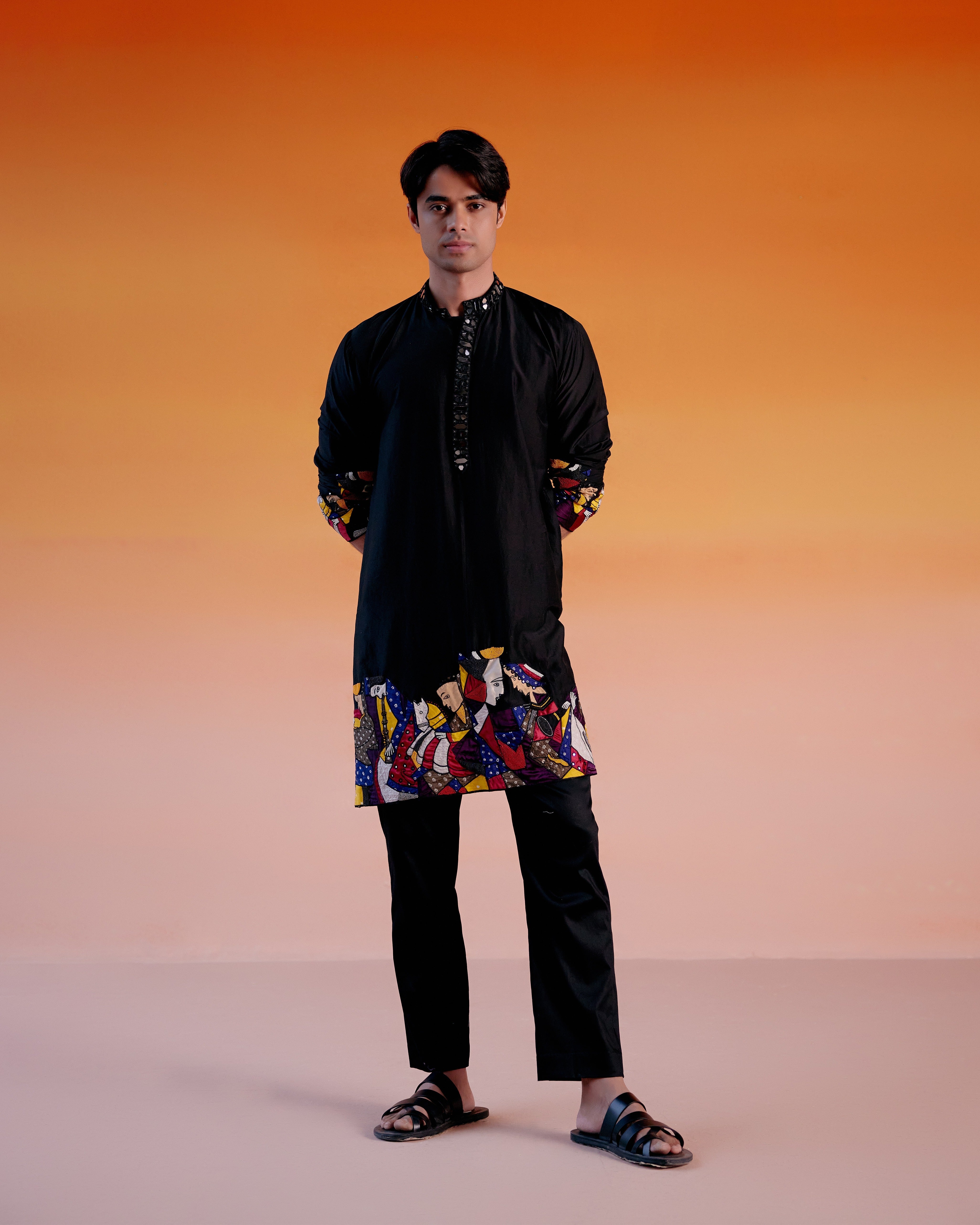 ART DECO KURTA WITH BLACK PANTS