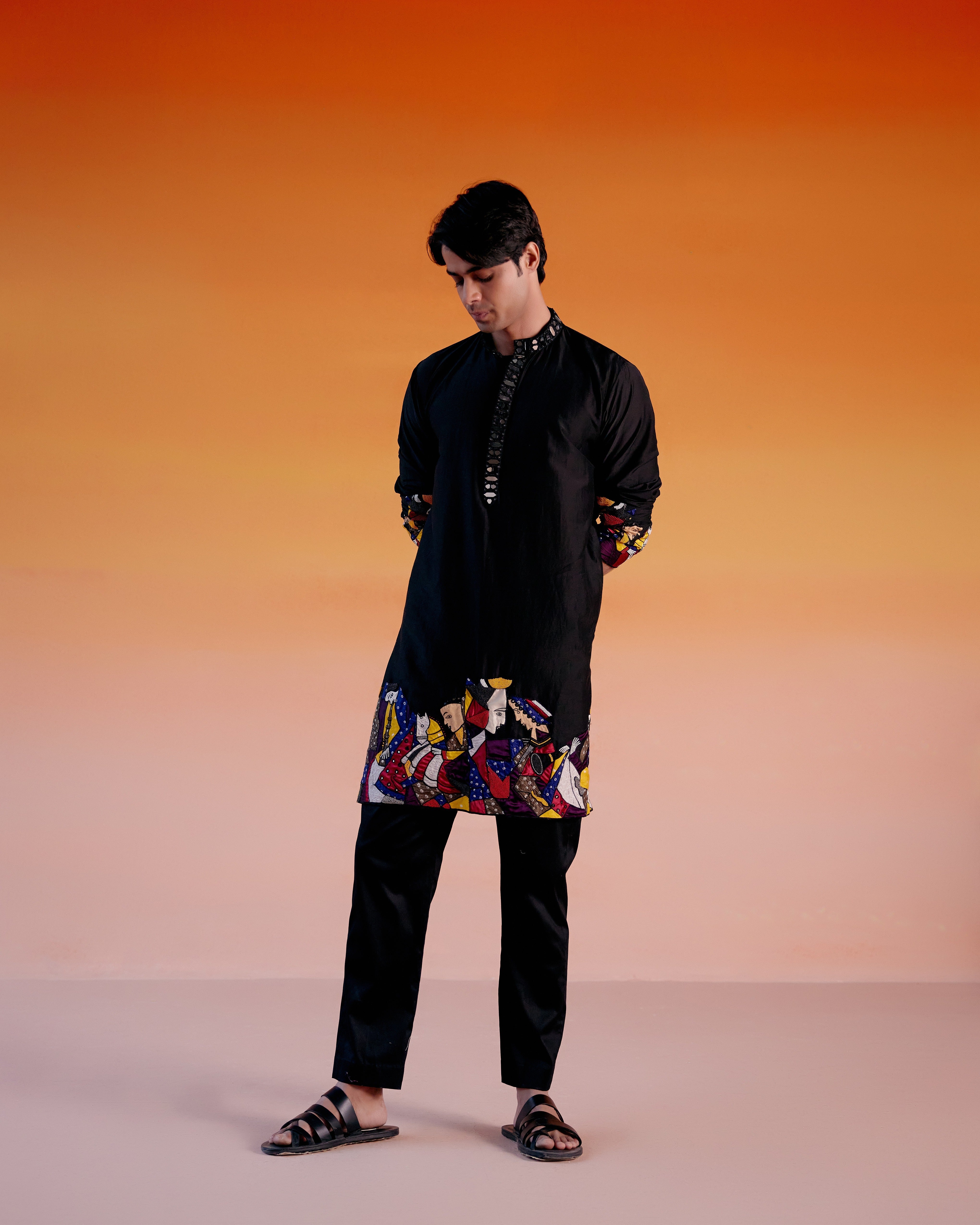 ART DECO KURTA WITH BLACK PANTS