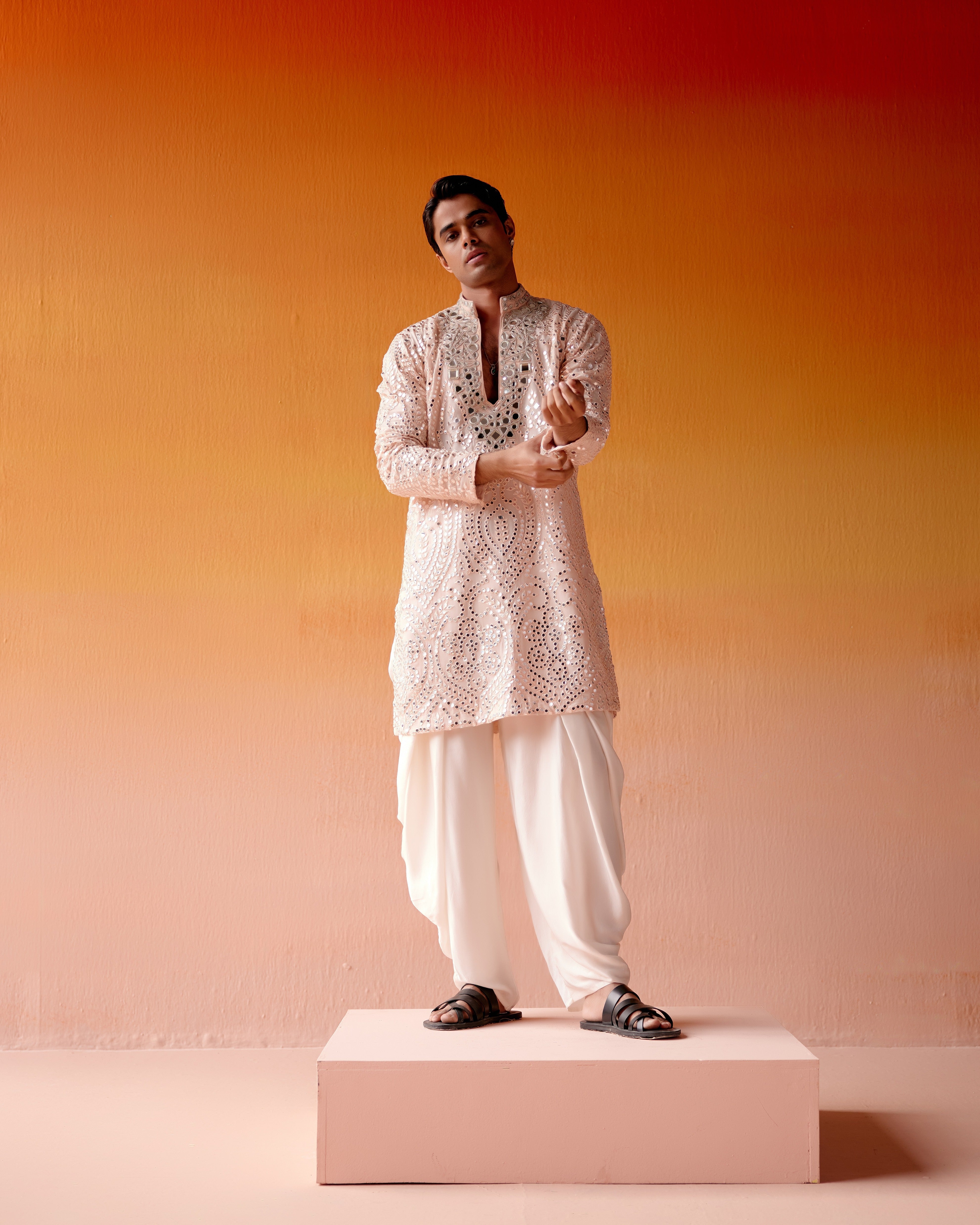 AFGHANI MIRRORWORK KURTA WITH SALWAR