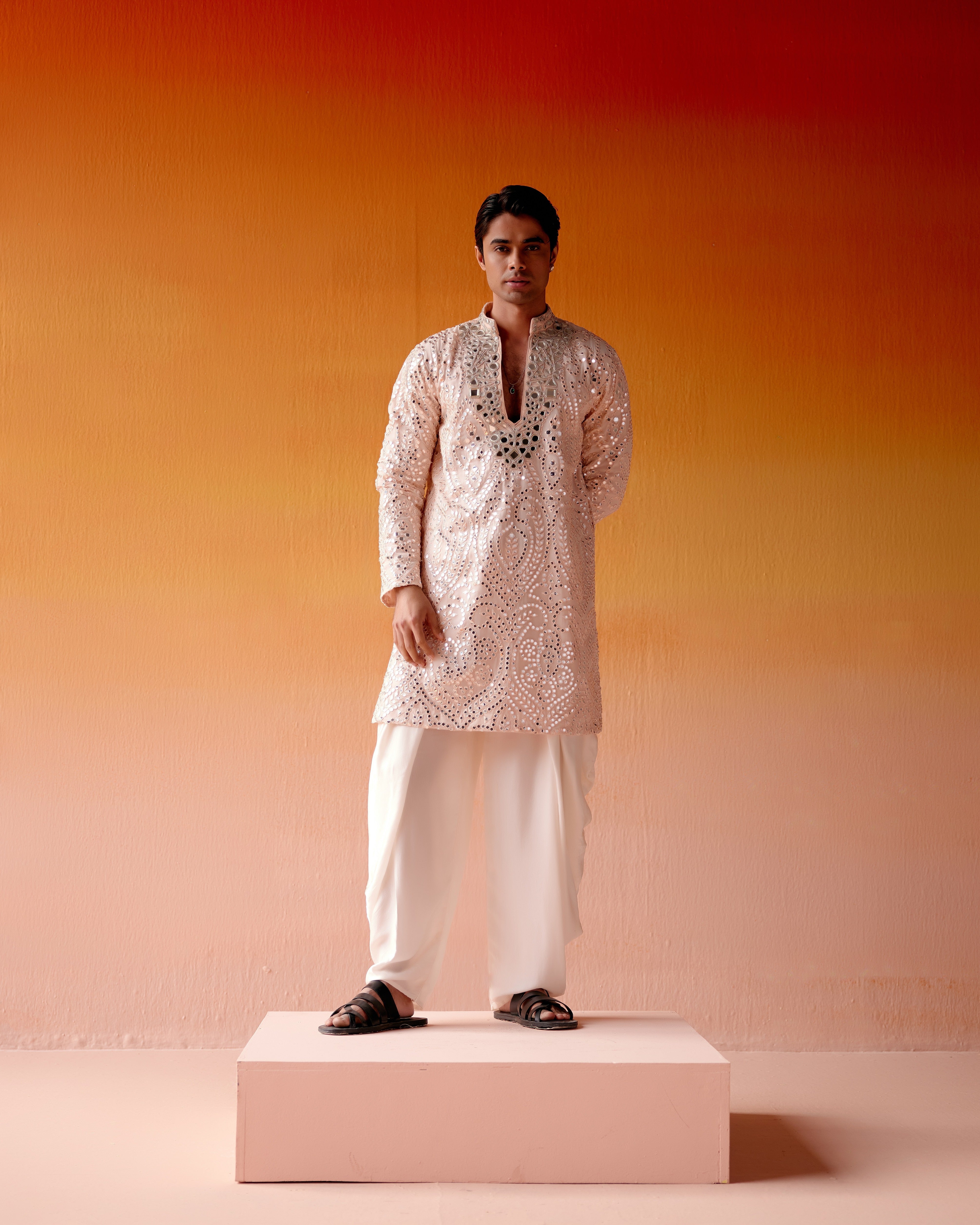 AFGHANI MIRRORWORK KURTA WITH SALWAR