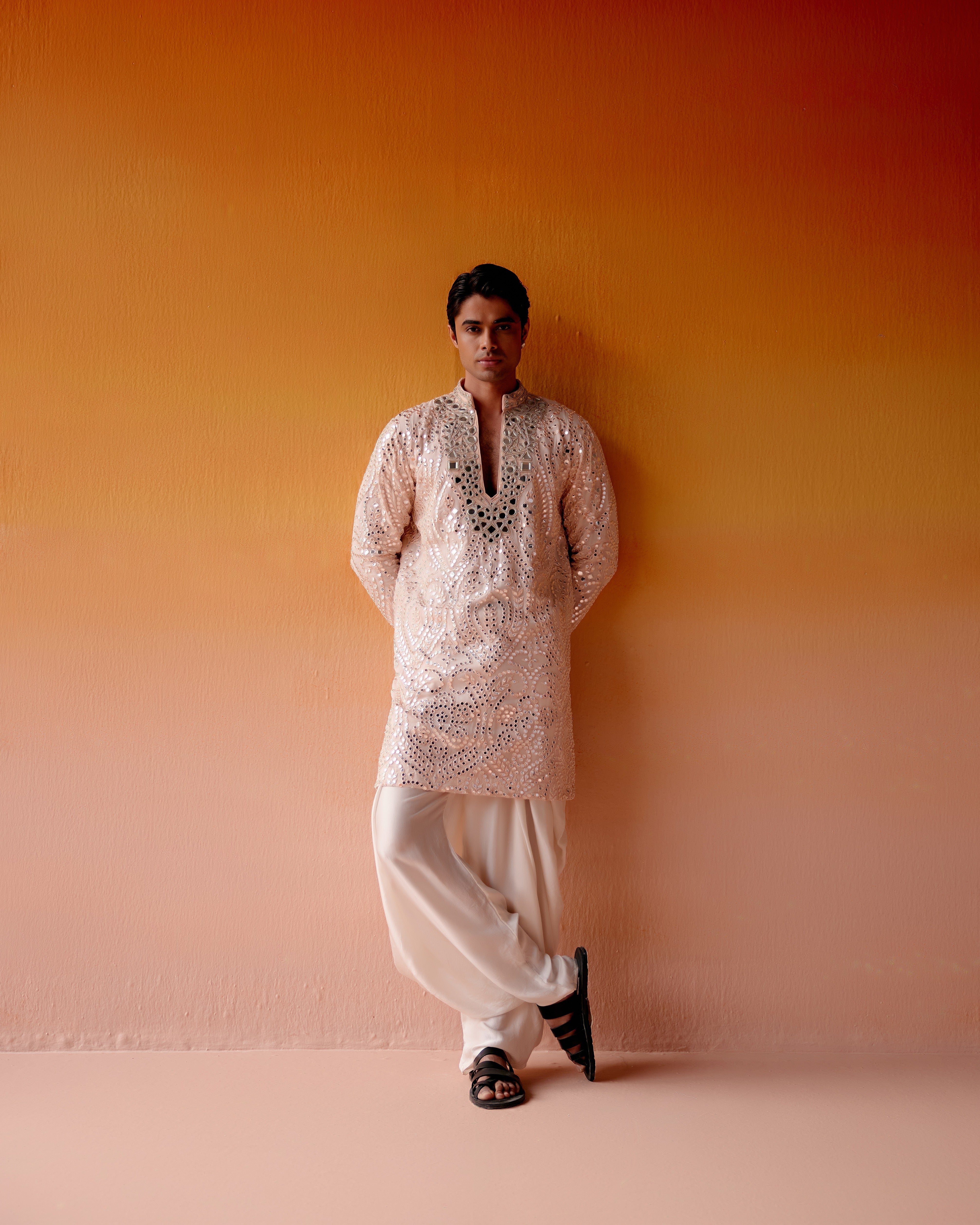 AFGHANI MIRRORWORK KURTA WITH SALWAR