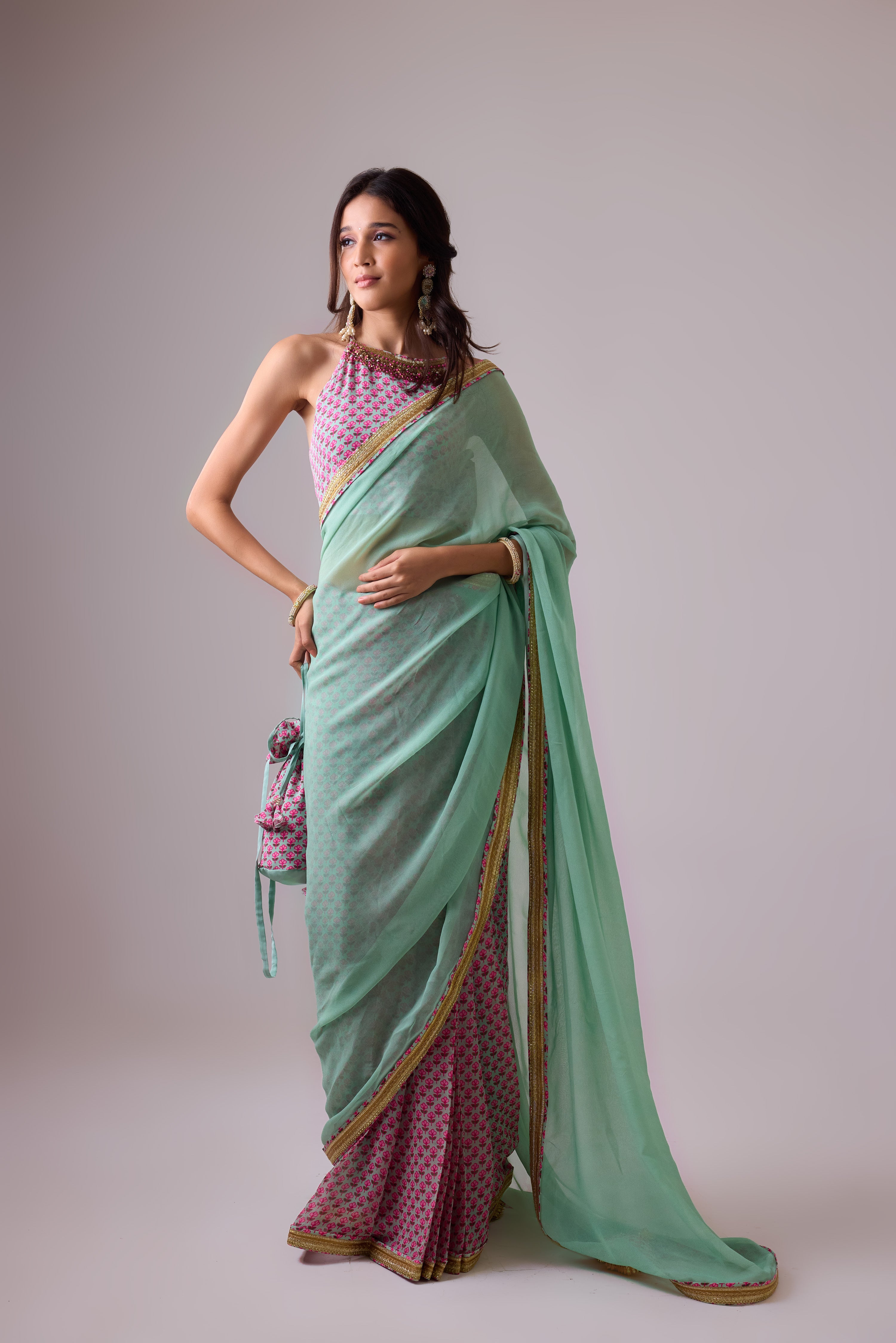 GEORGETTE SAREE WITH CREPE BLOUSE