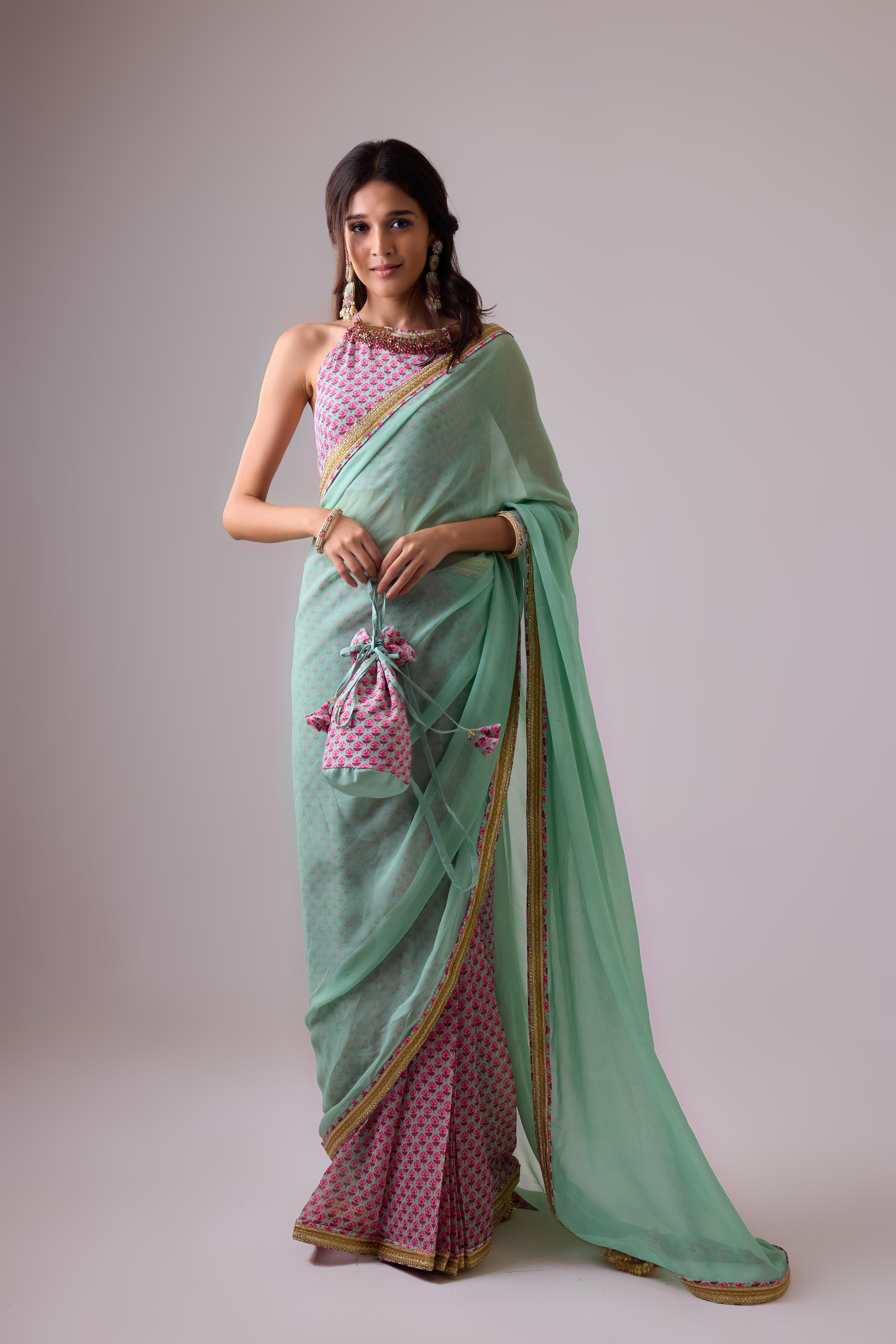 GEORGETTE SAREE WITH CREPE BLOUSE
