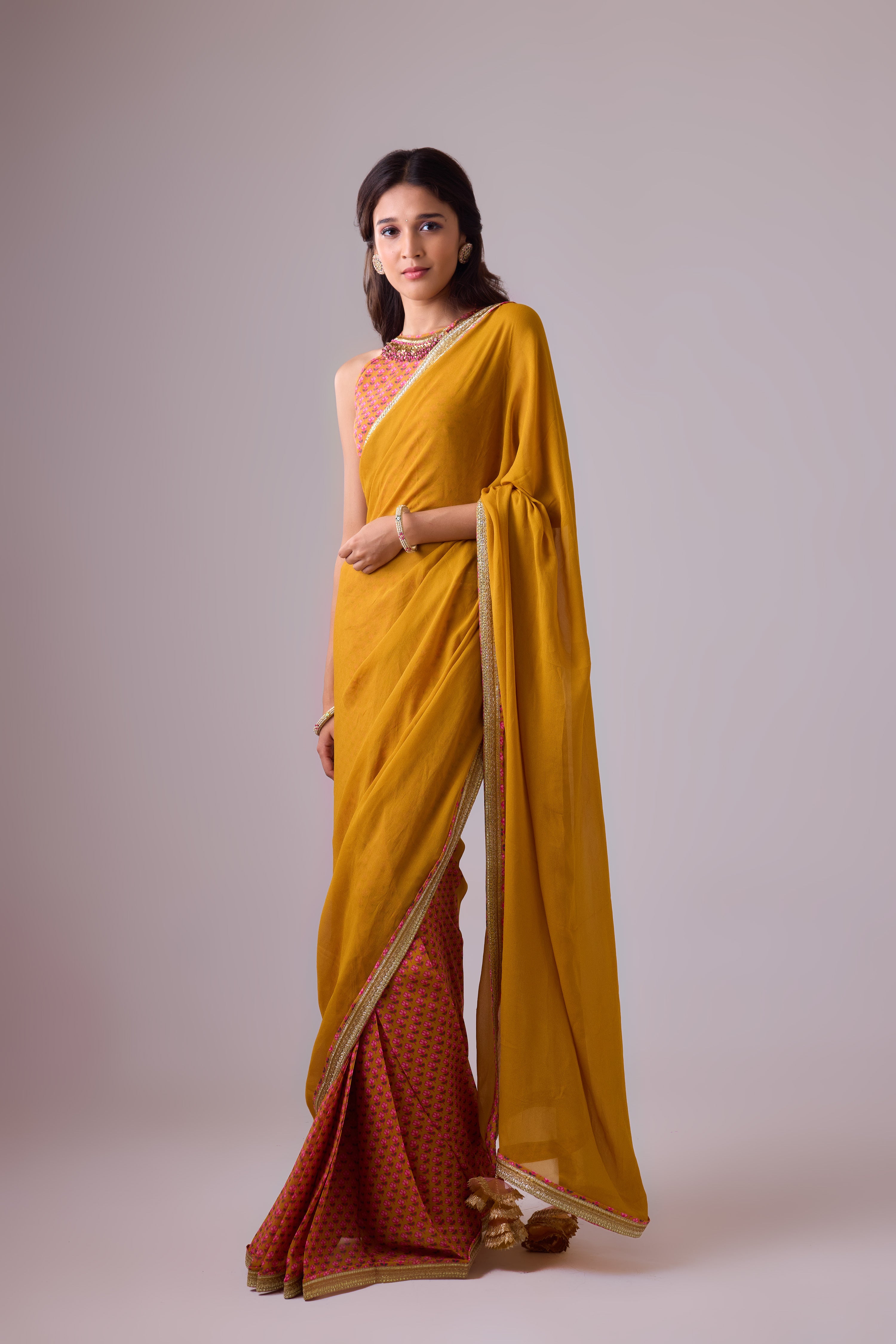 GEORGETTE SAREE WITH CREPE BLOUSE