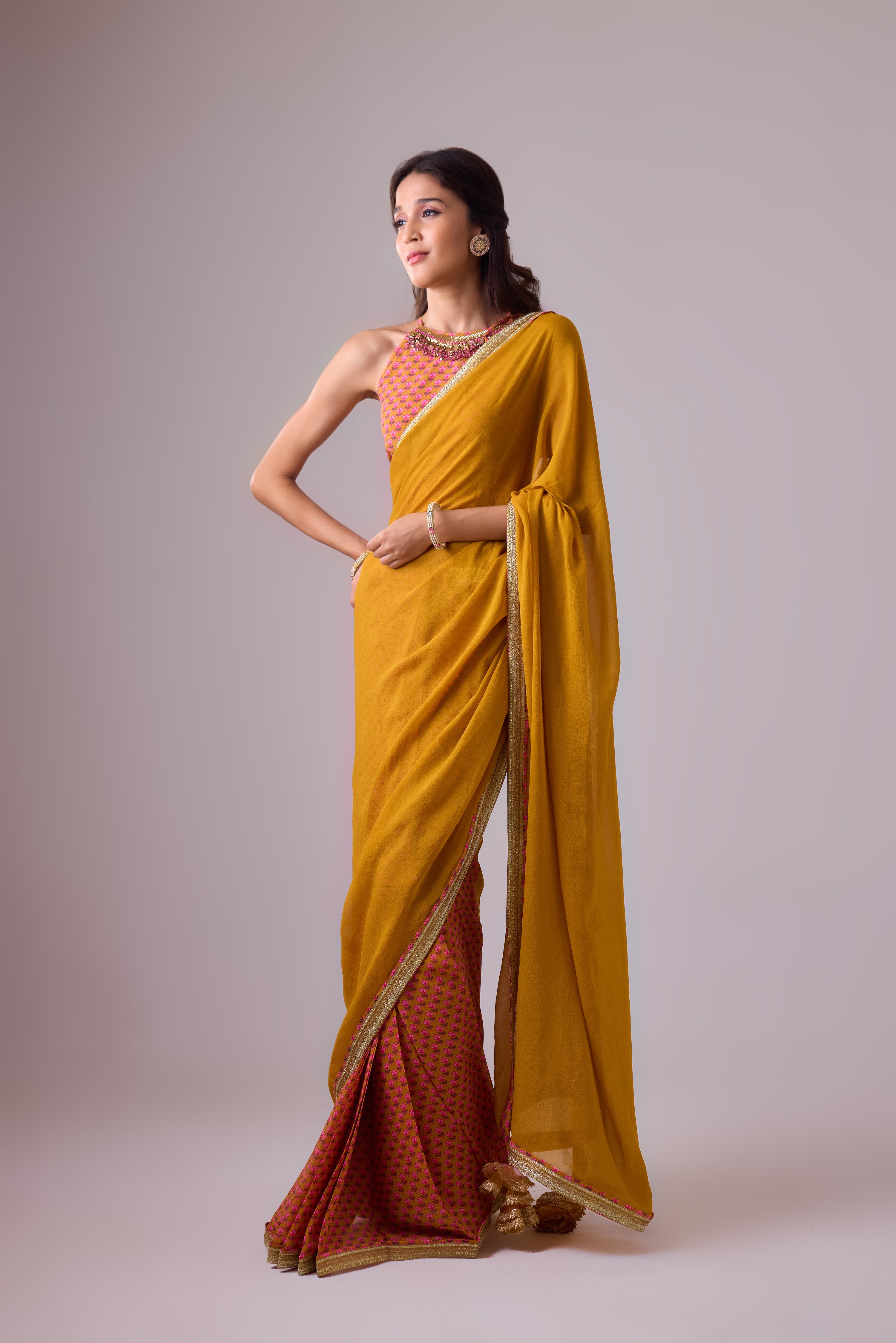 GEORGETTE SAREE WITH CREPE BLOUSE