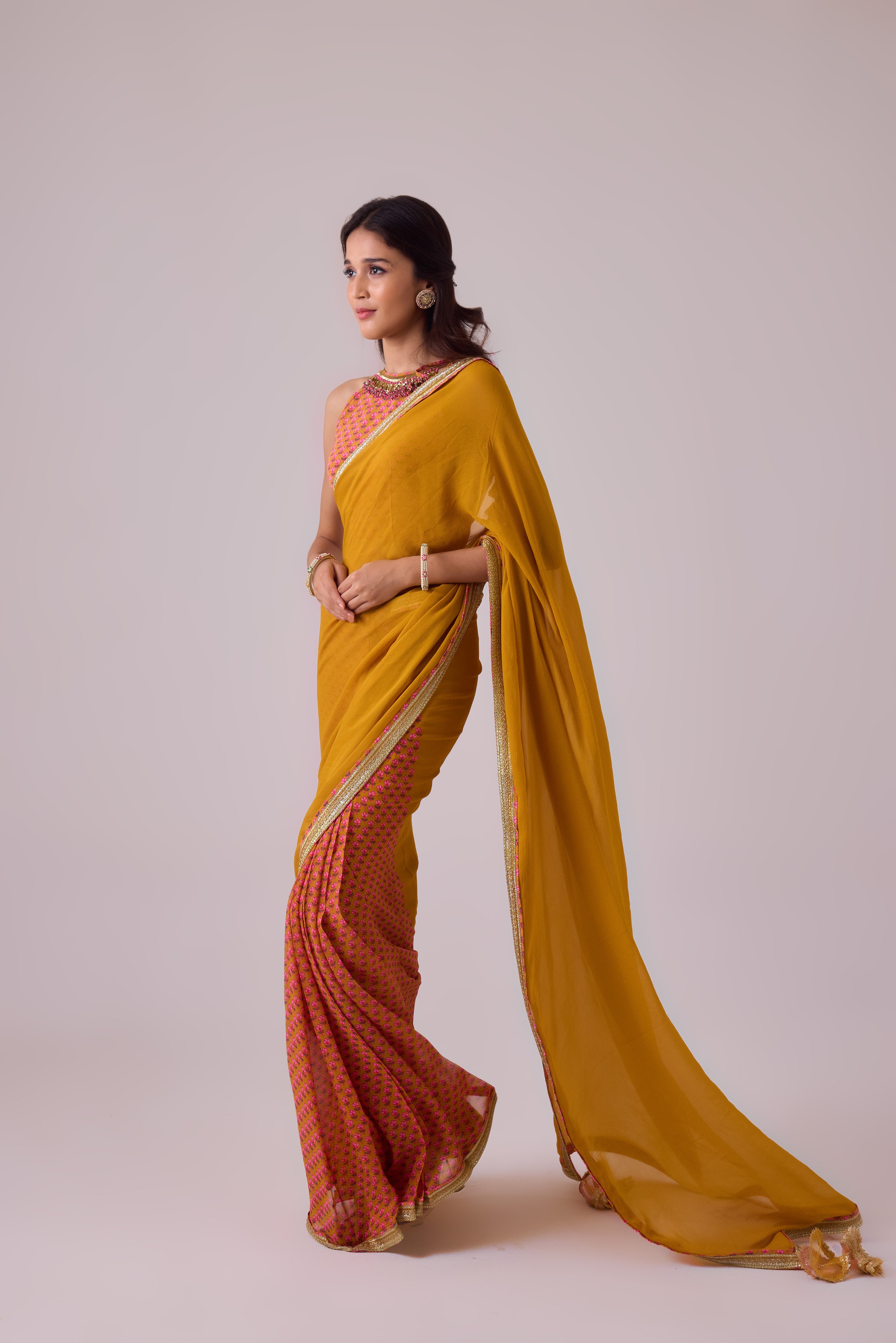 GEORGETTE SAREE WITH CREPE BLOUSE