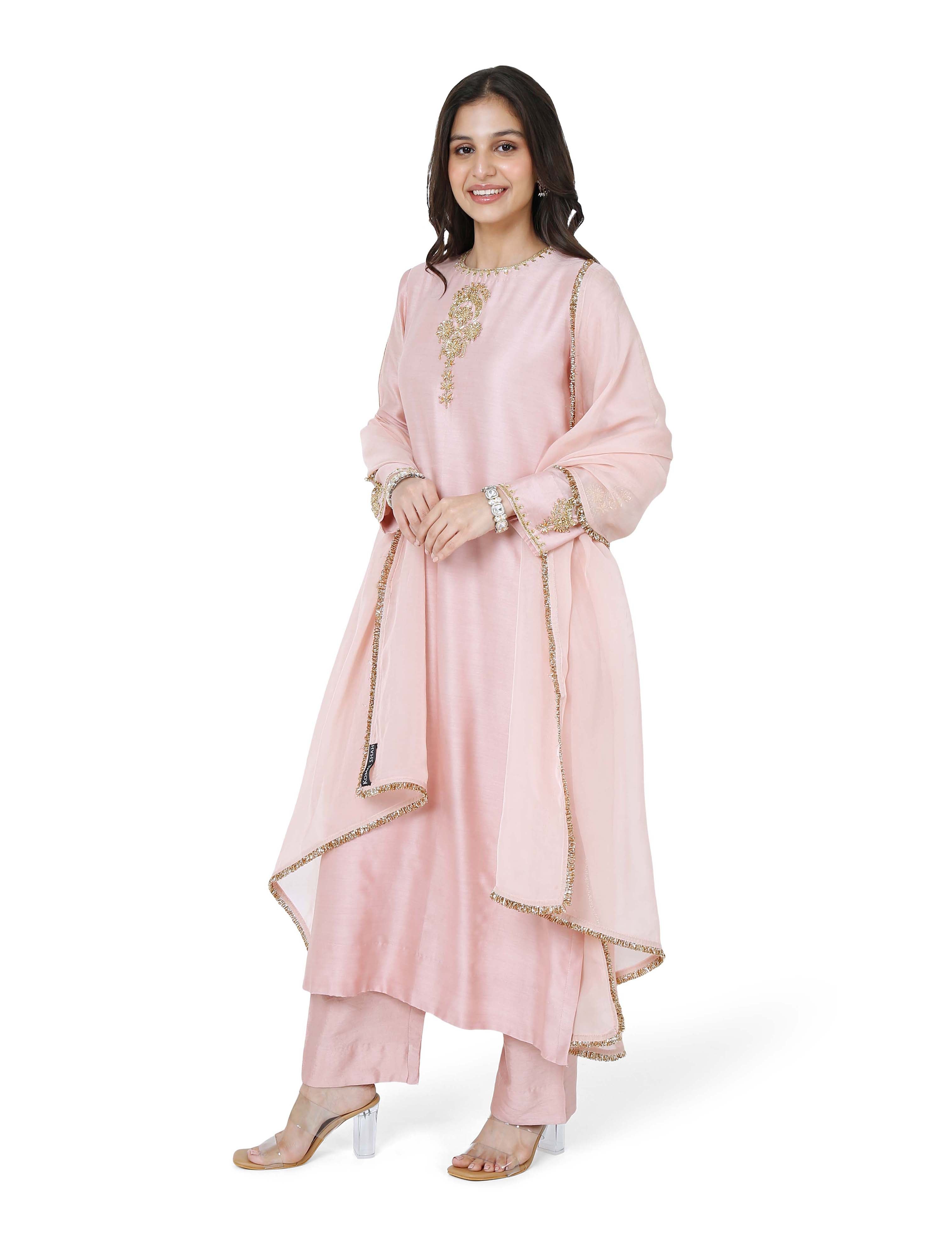 Pink stright kurta