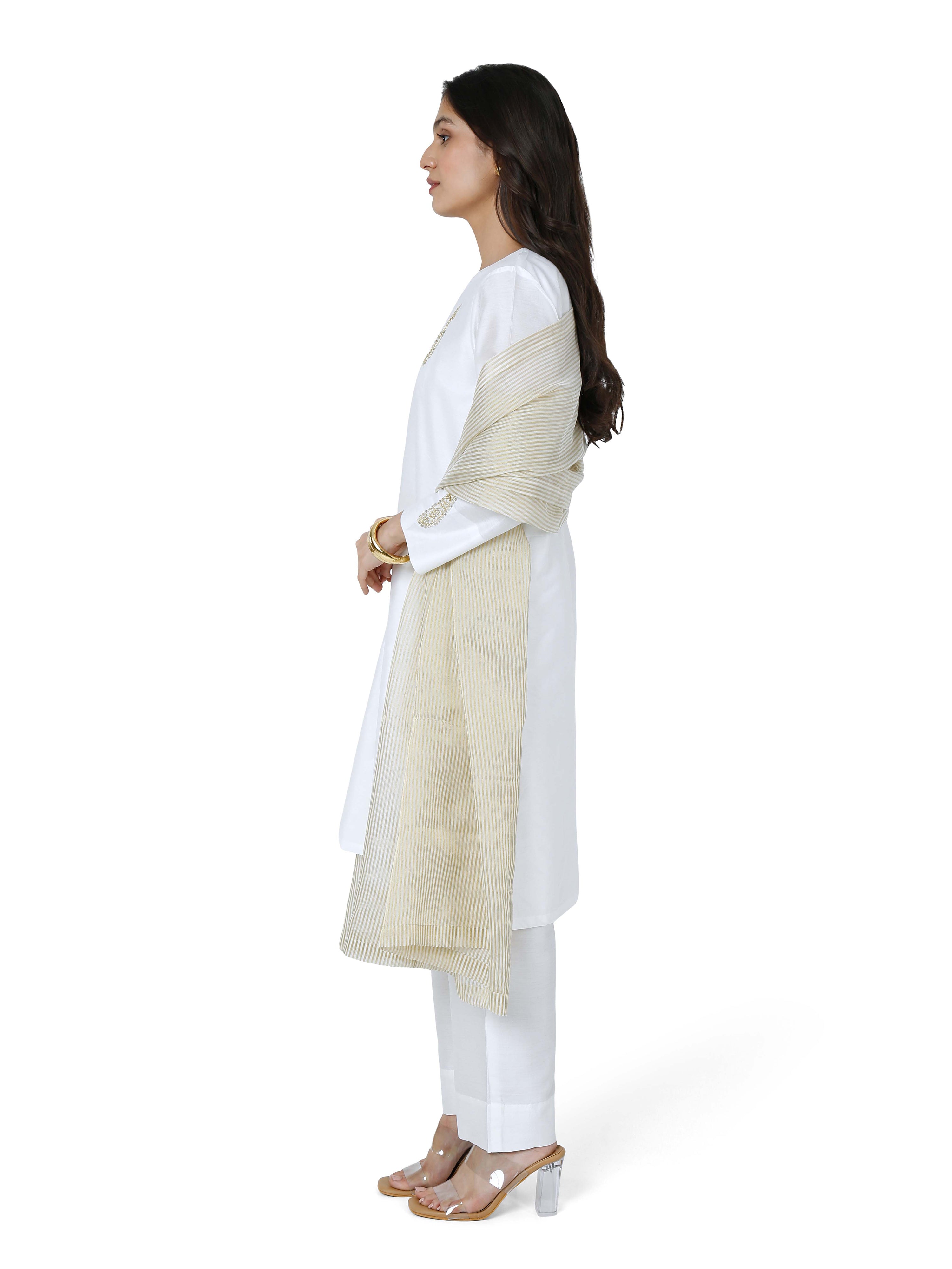 White Straight Kurta Set