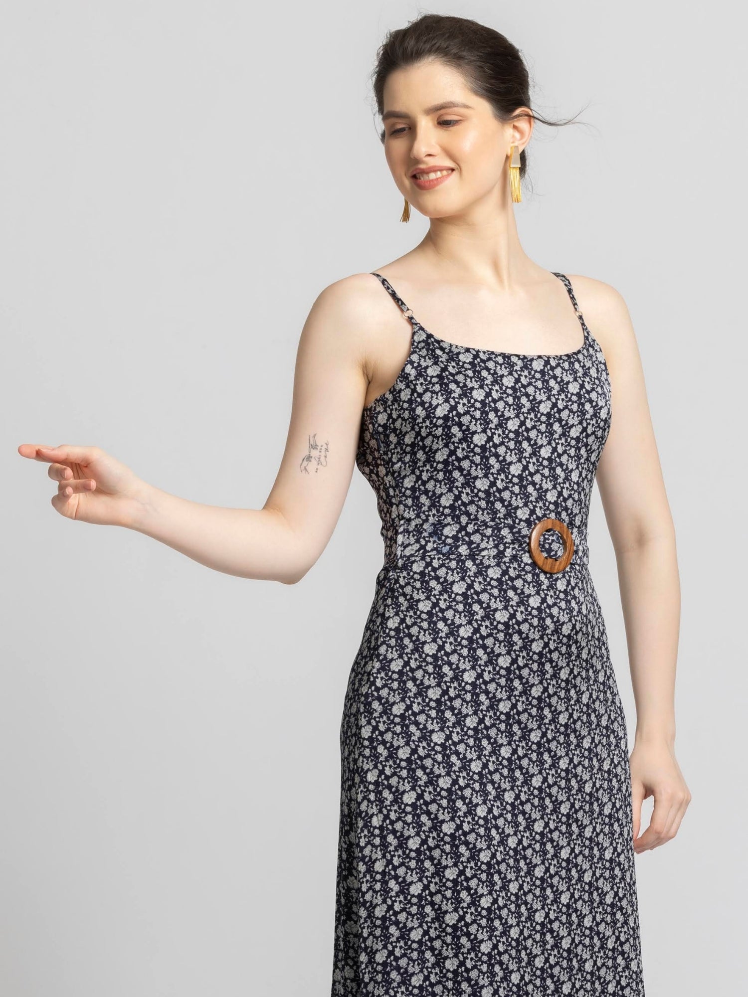 Blue Motif Midi Dress