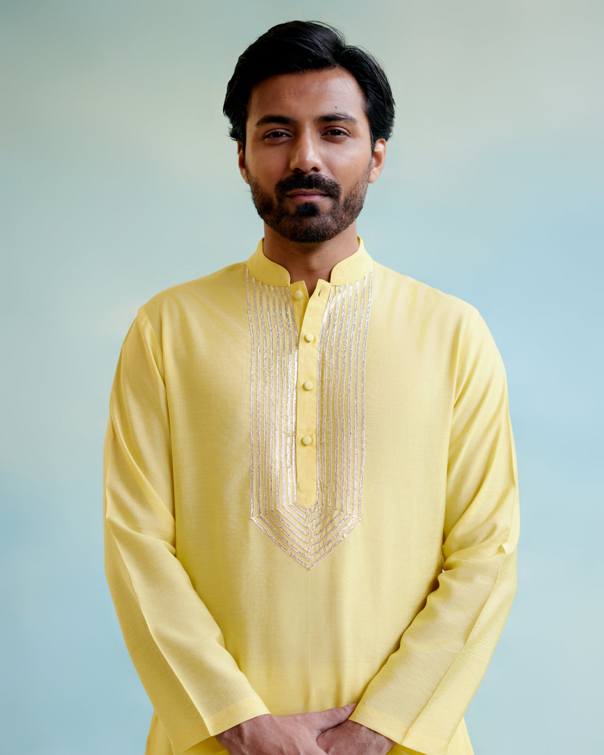 Sunshine Glow Chanderi Gota Lace Kurta