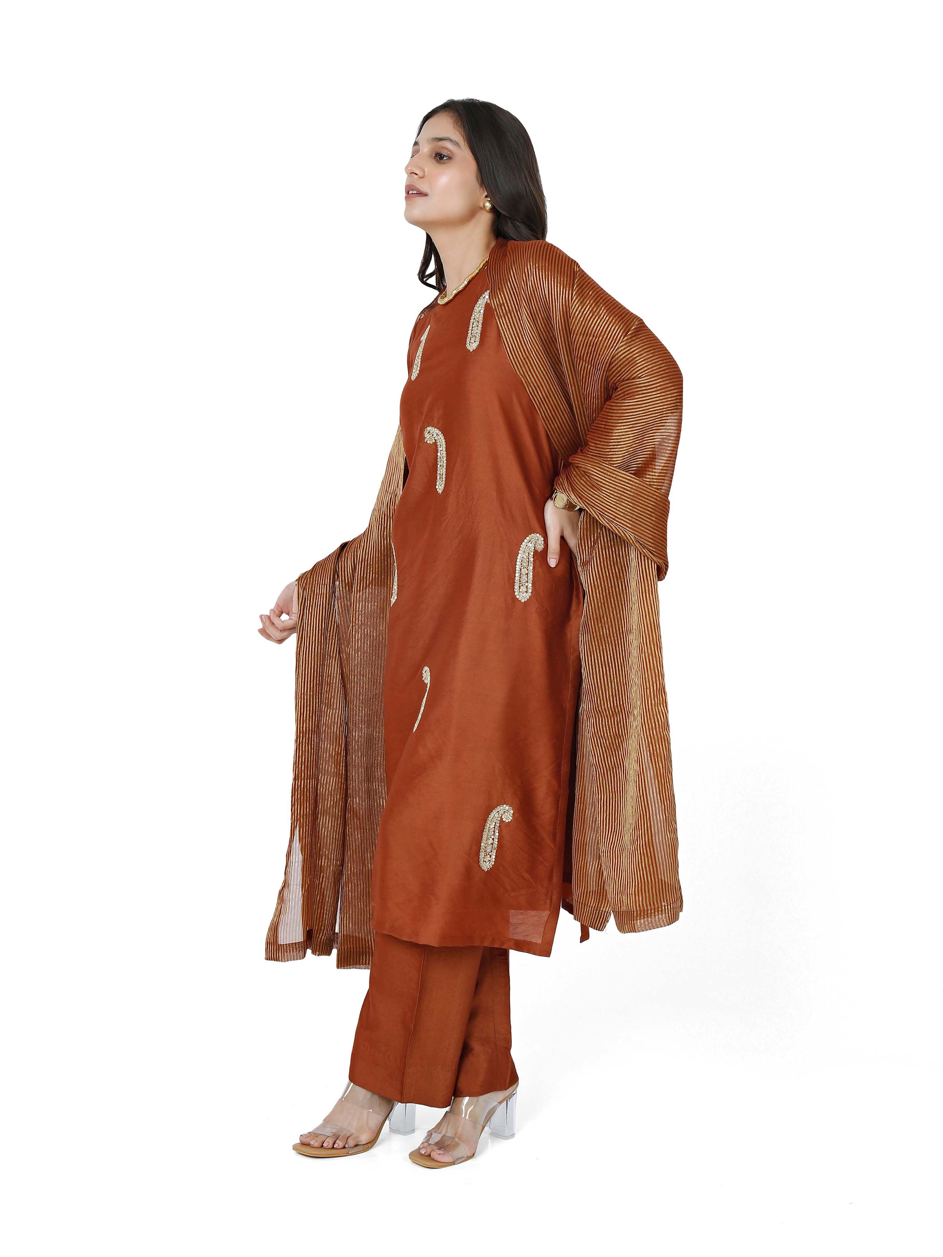 Chocolate Brown Straight Kurta Set