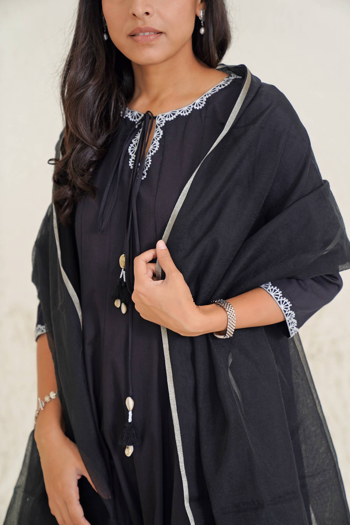 Olive Black Dupatta