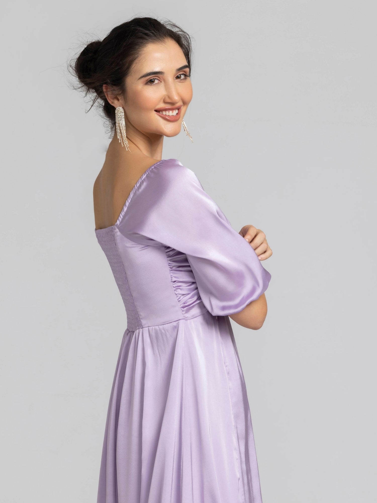 Lavender Elegance Sweetheart Maxi Dress