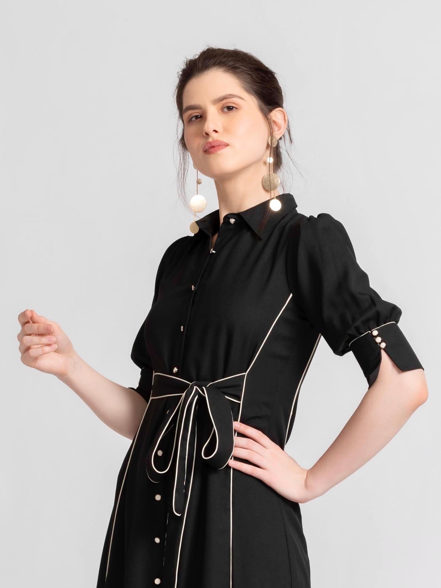 Noir Elegance Midi Dress