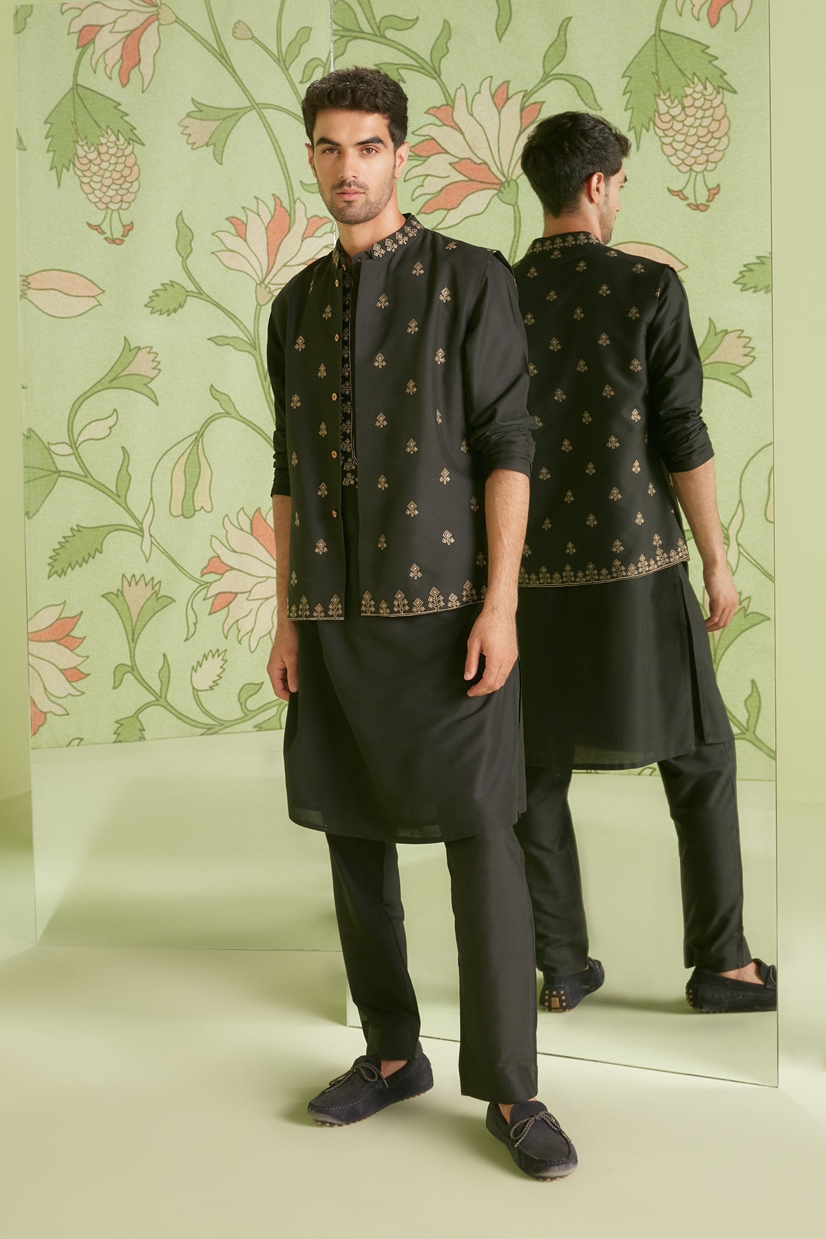 Black Bundi Kurta Set