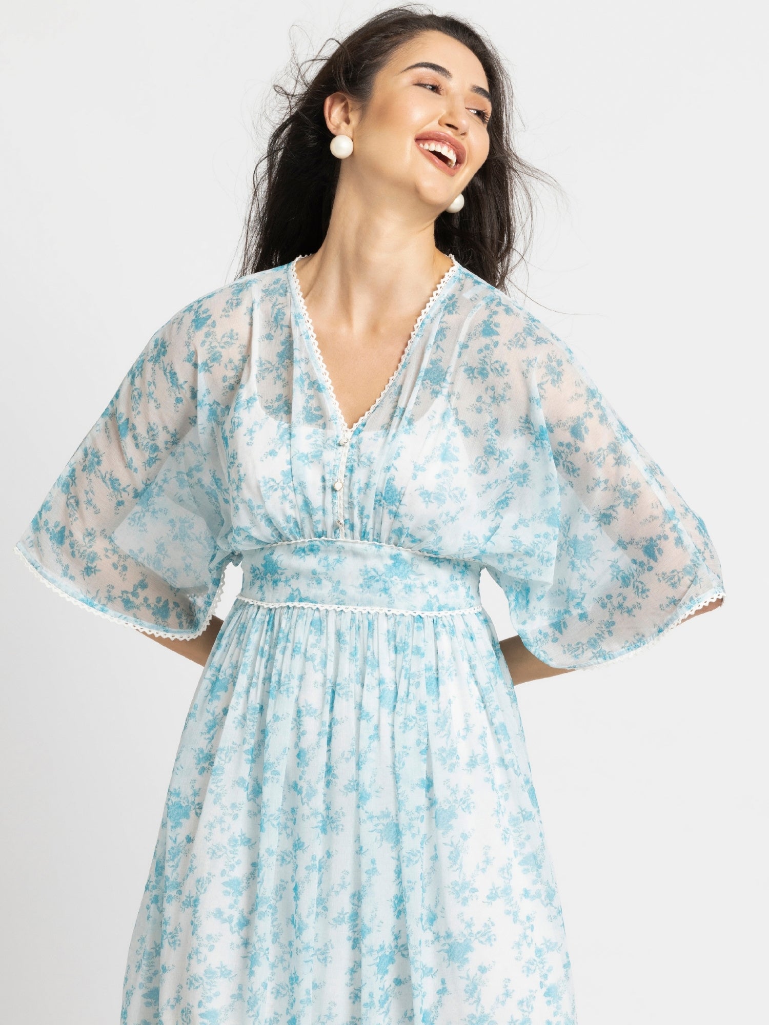 Azure Breeze Flowy Maxi Dress