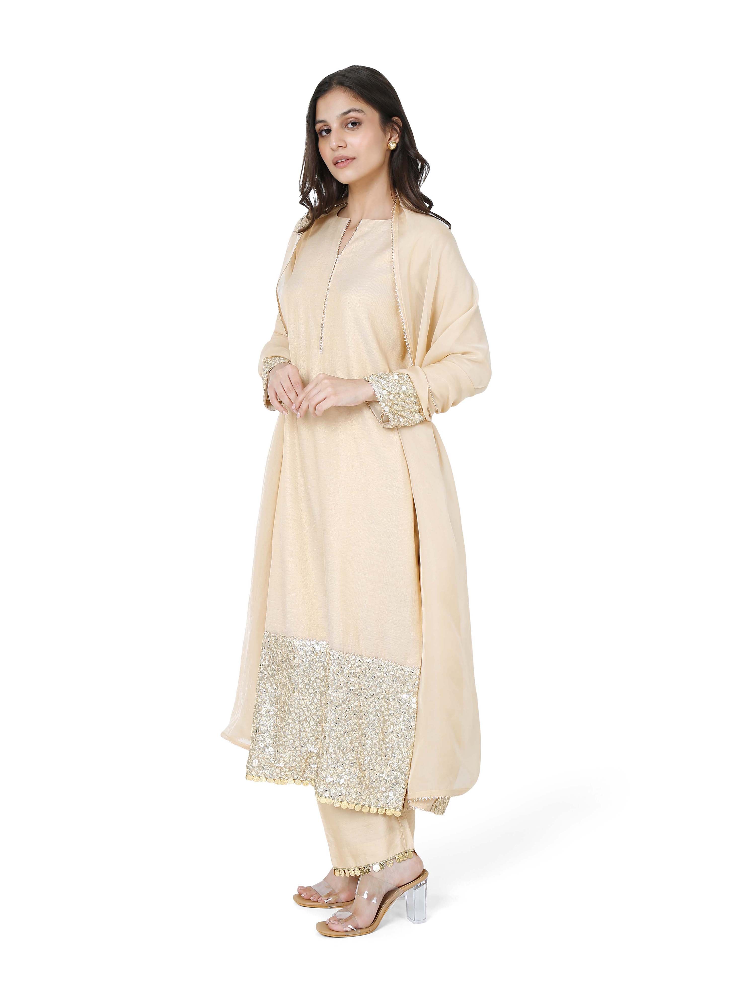 Gold stright kurta