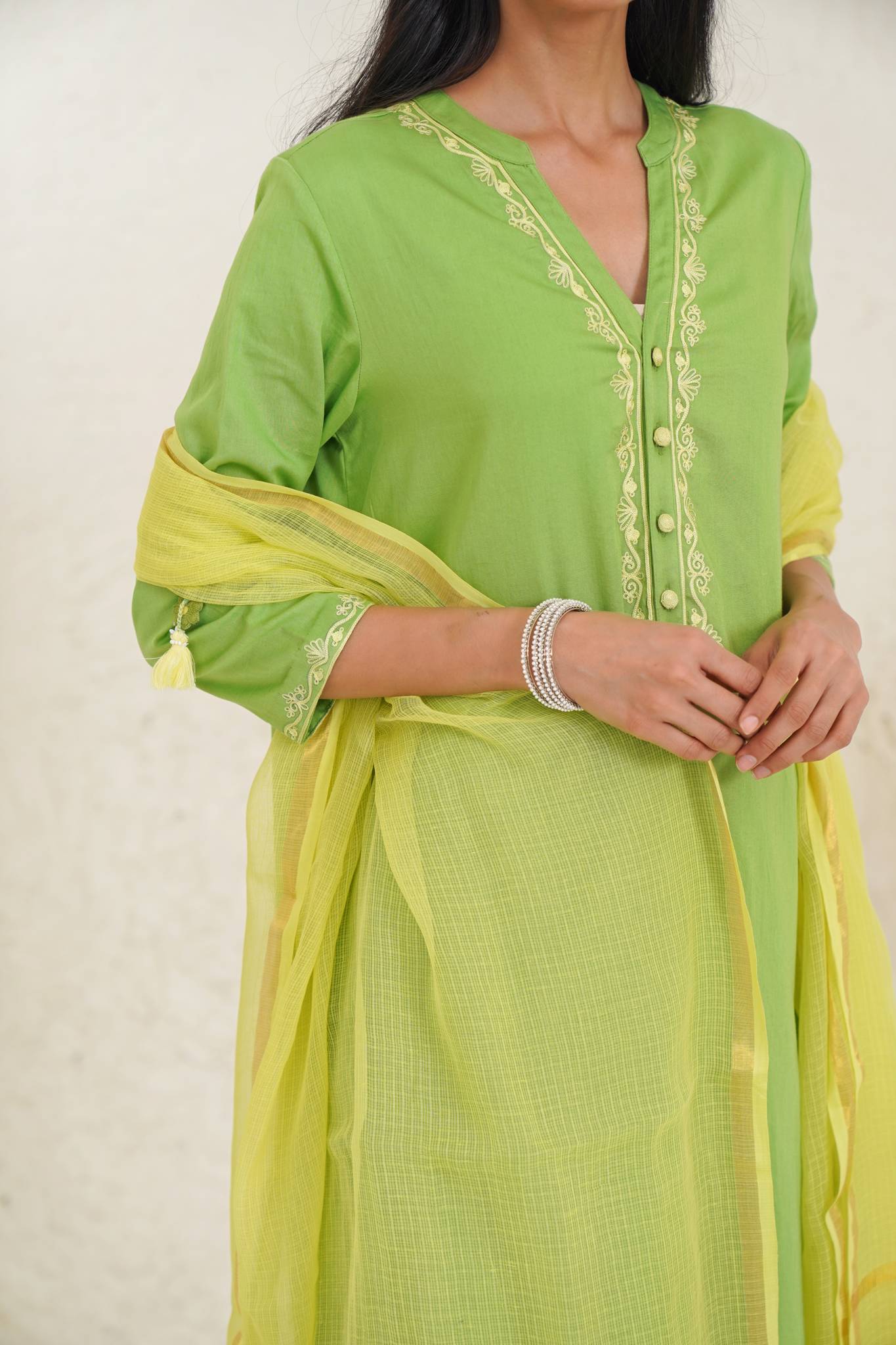 Lime Foliage Dupatta