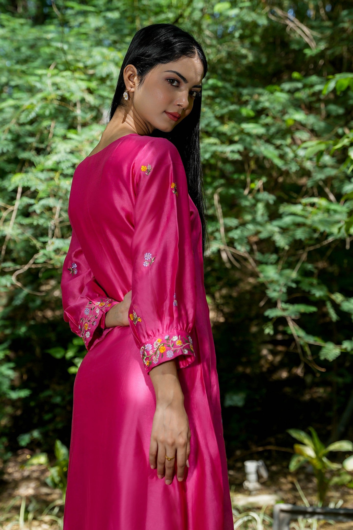 Pink chanderi dress