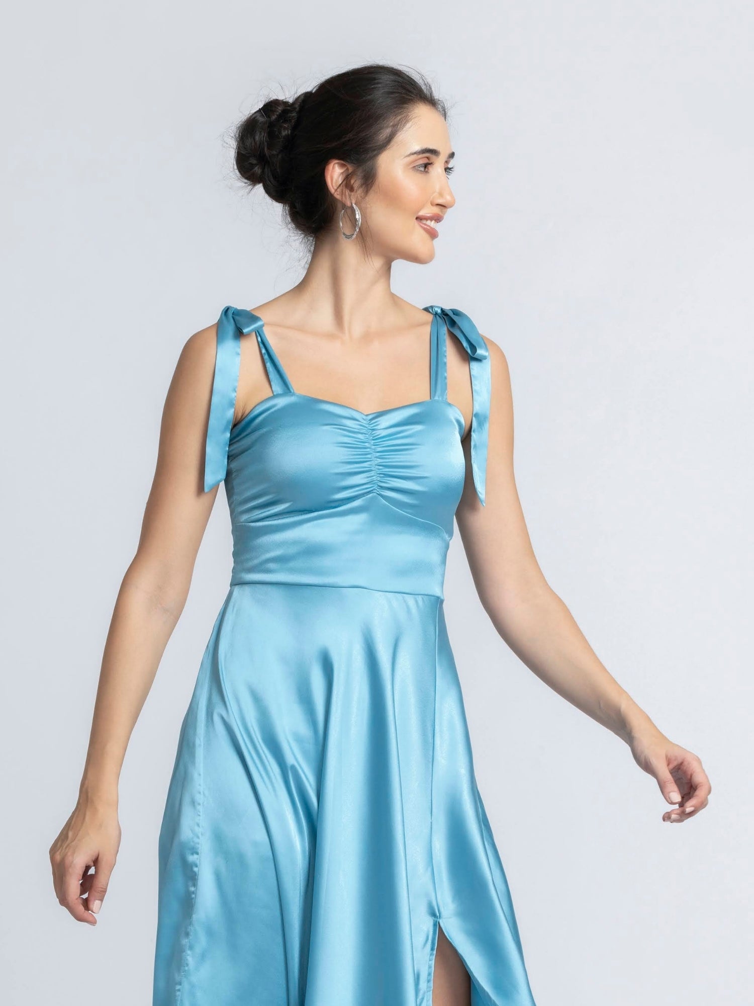 Turquoise Blue Sweetheart Midi Dress