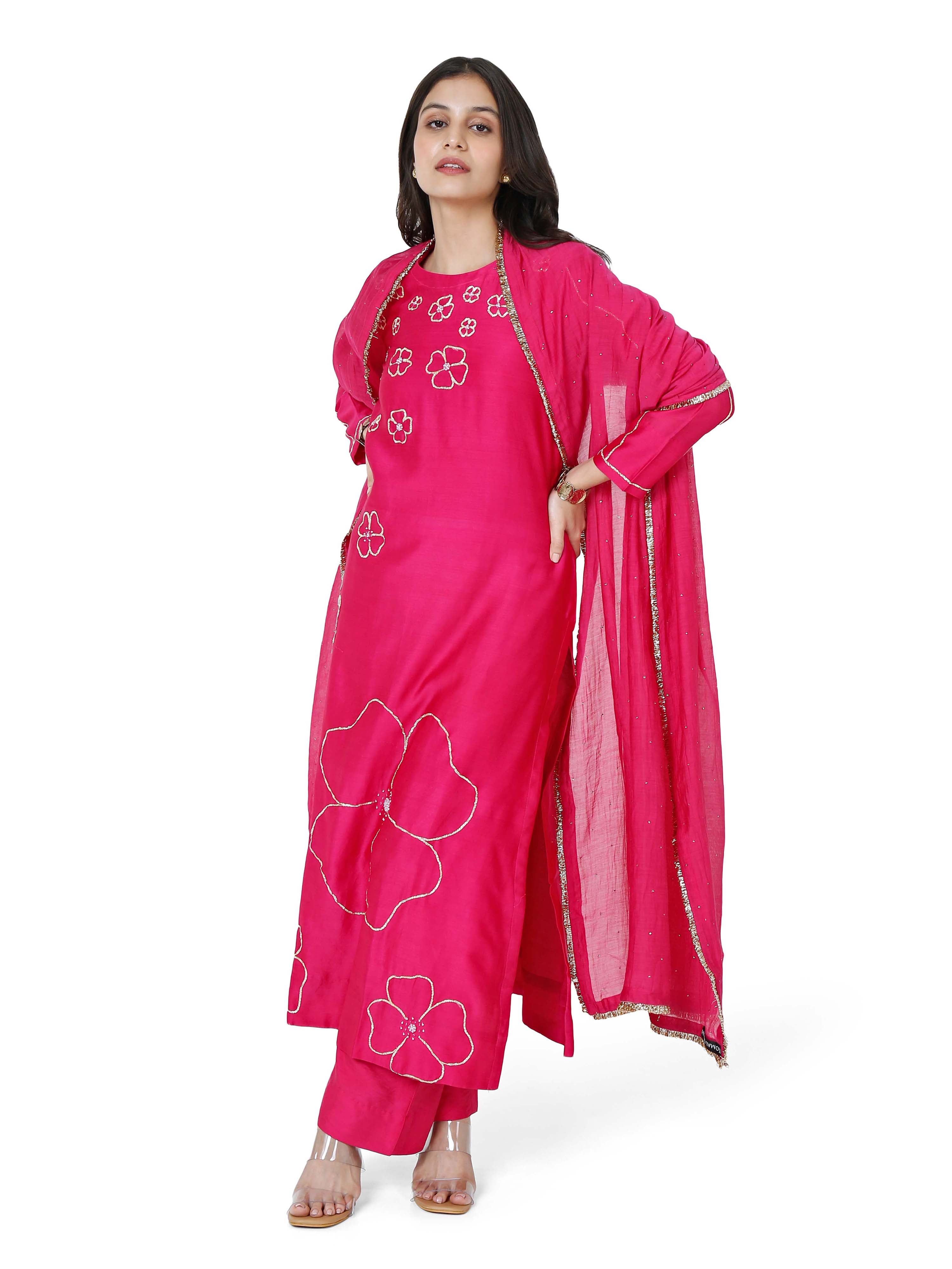 Pink stright kurta