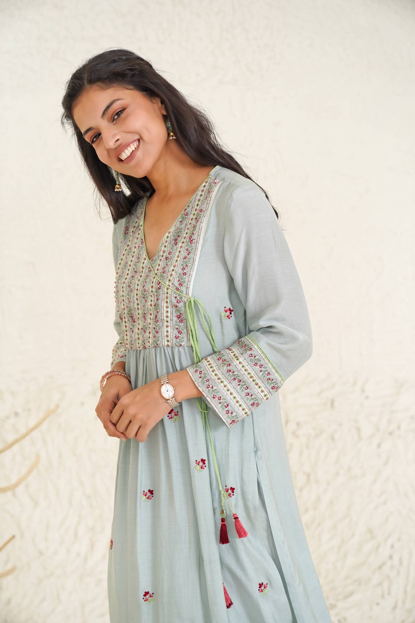 Whispering Blue Kurta with Pegged Pants- Set of 2