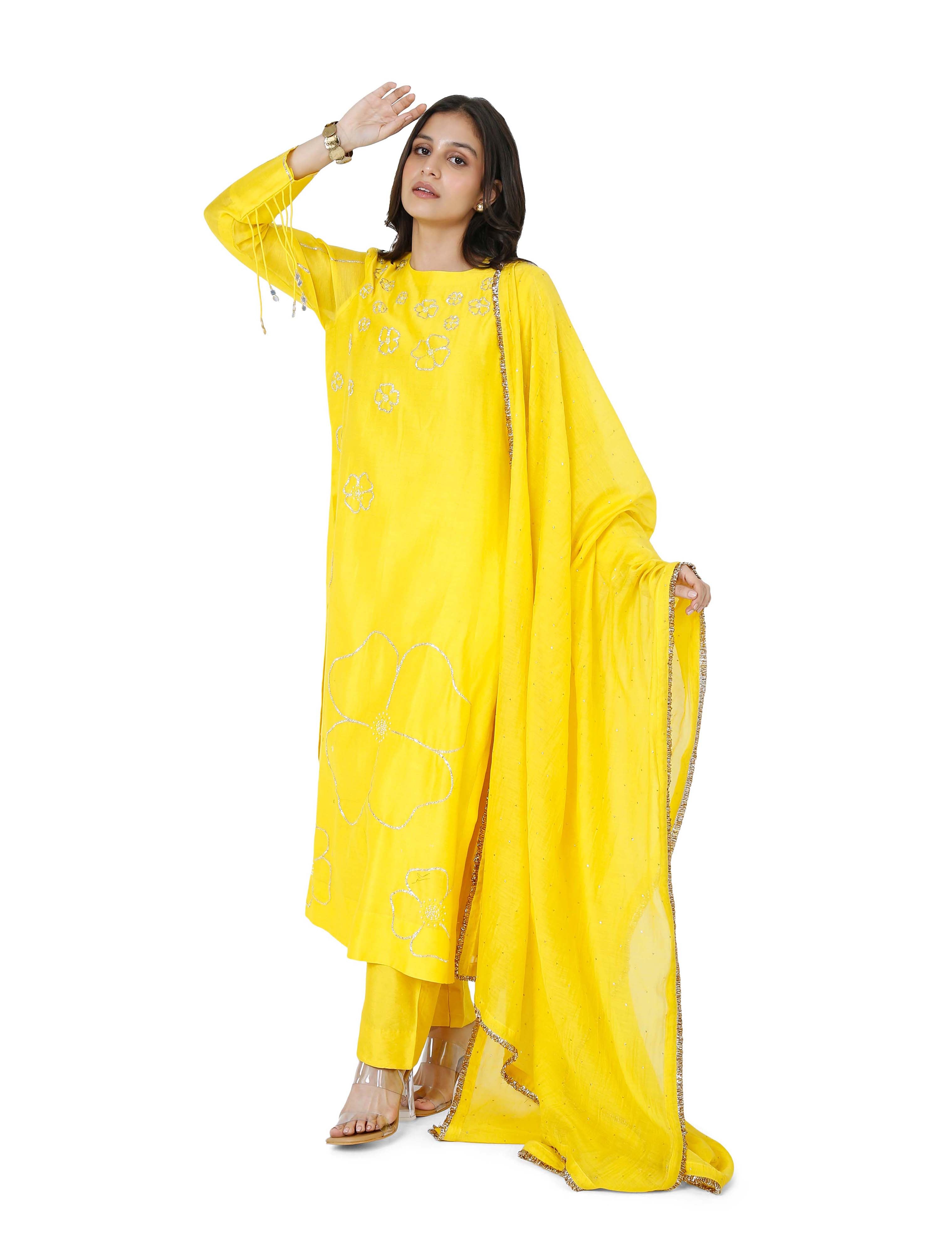 Yellow stright kurta