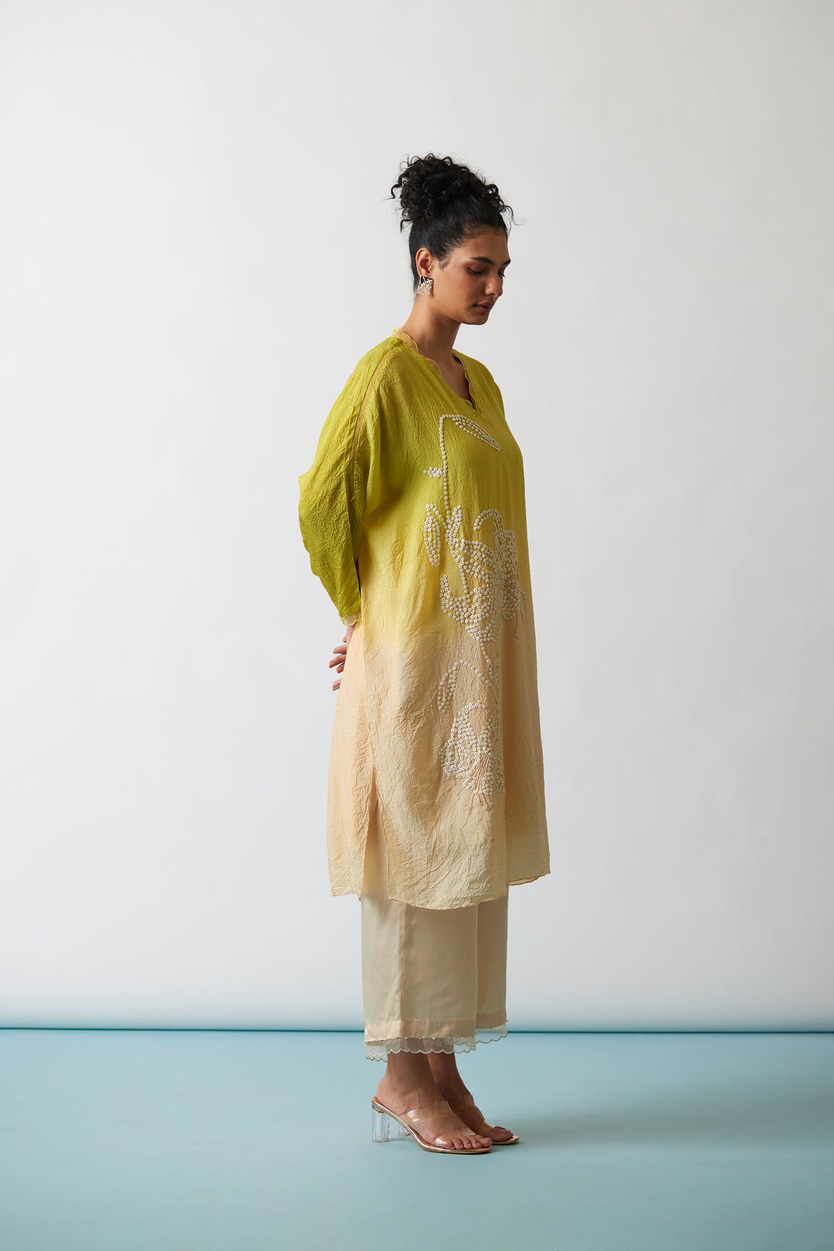 Citrene Crushed silk Kaftan set