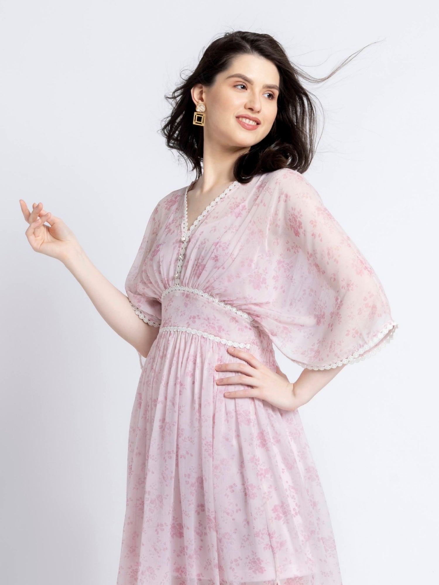 Serene Rosette V Maxi Dress
