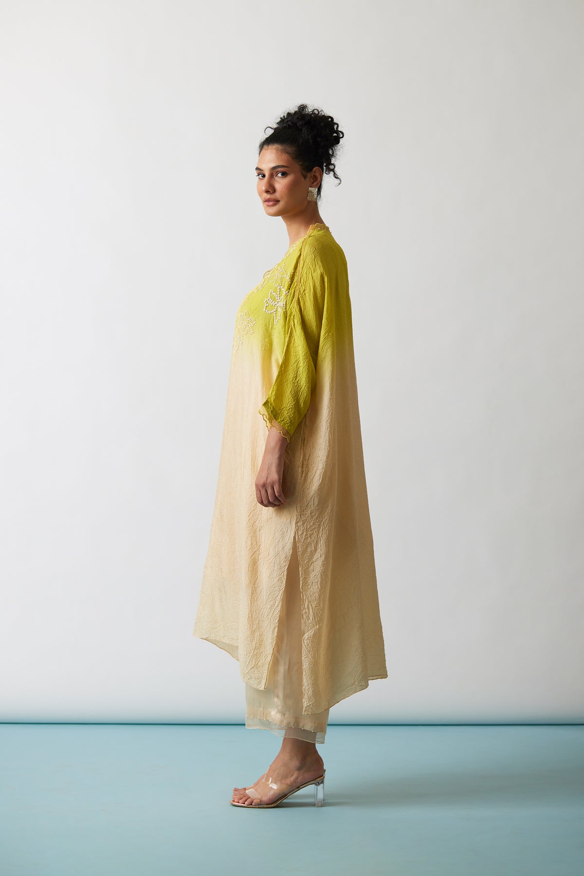 Citrene Ombre Crushed silk Kaftan set