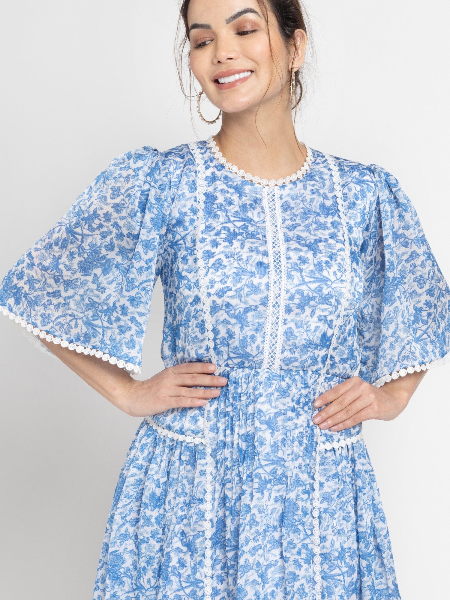 Misty Floral Blue Mini Dress