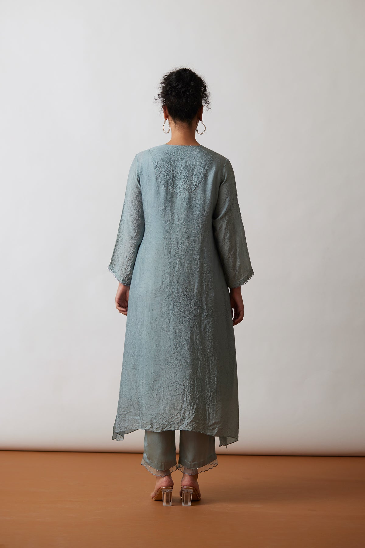 Cloud blue Crushed silk kurta set