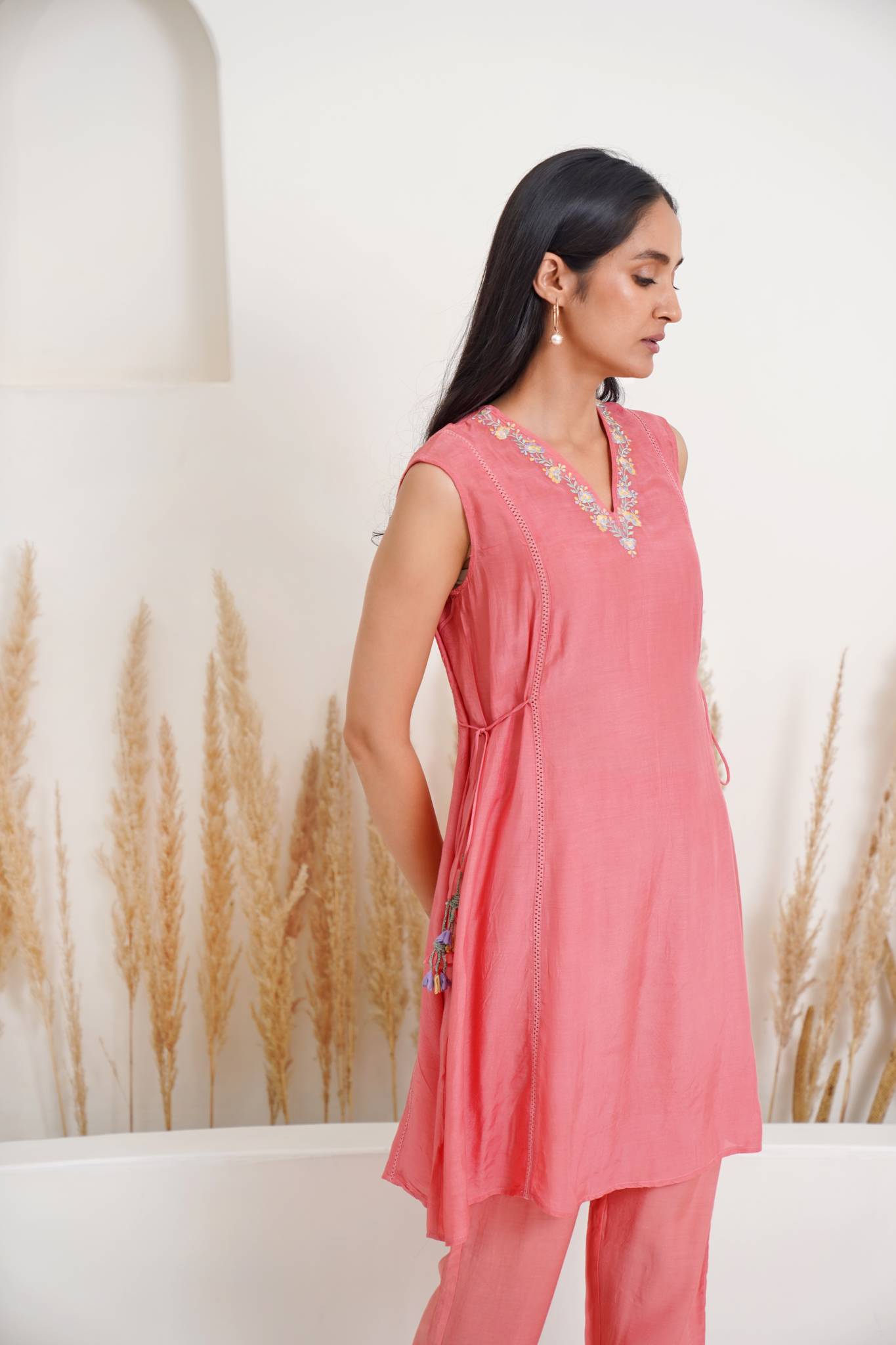 Sunkist Blush Kurta with Narrow Pants- Set of 2