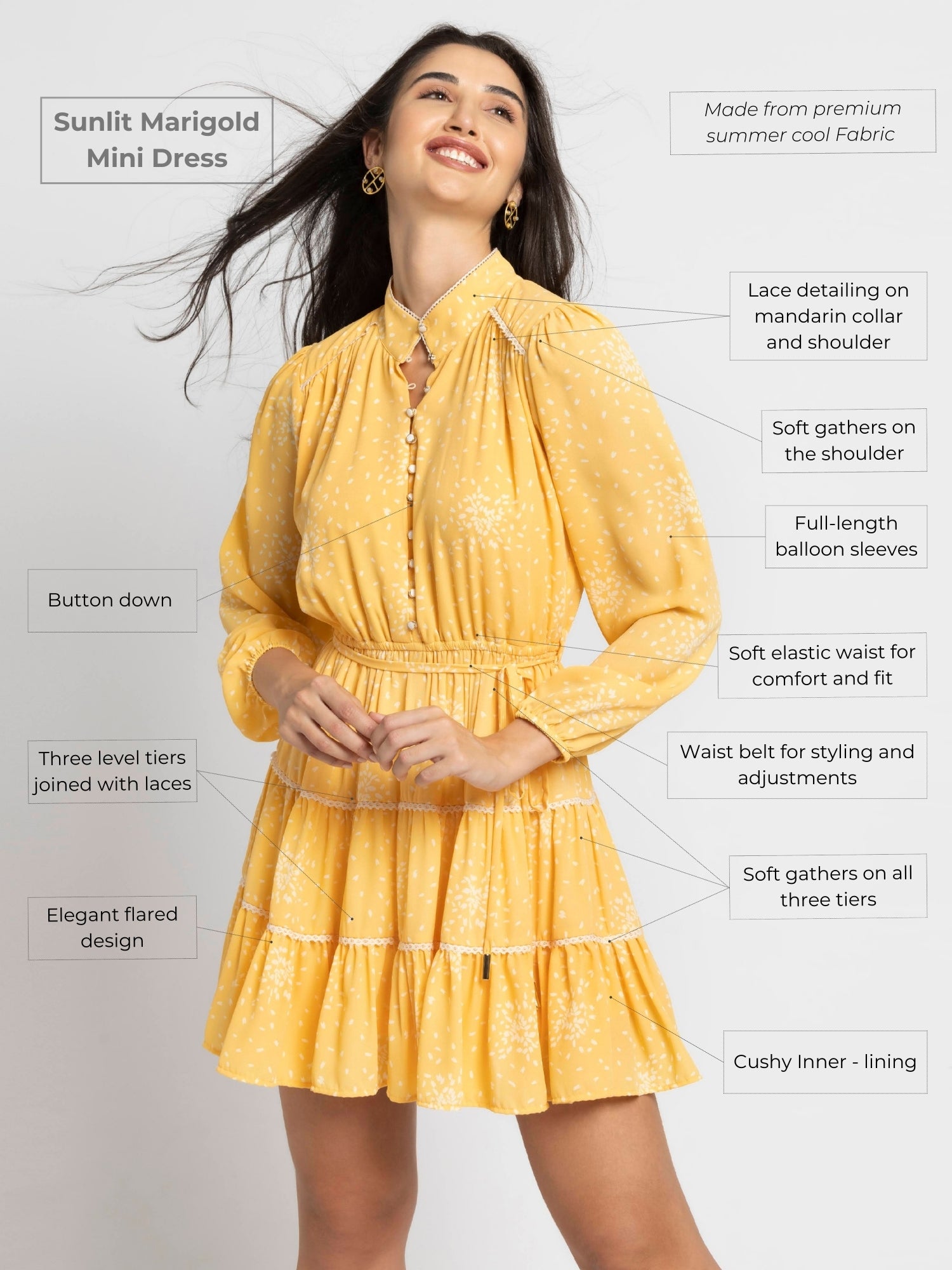 Sunlit Marigold Mini Dress