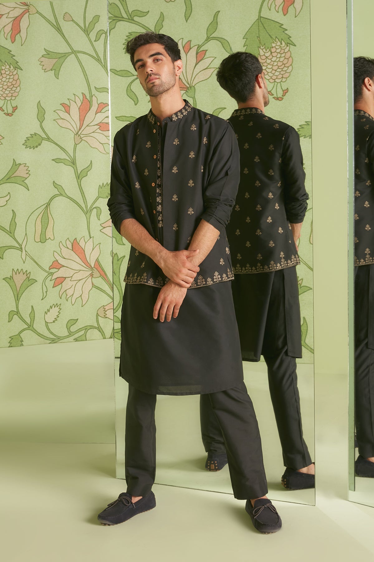 Black Bundi Kurta Set