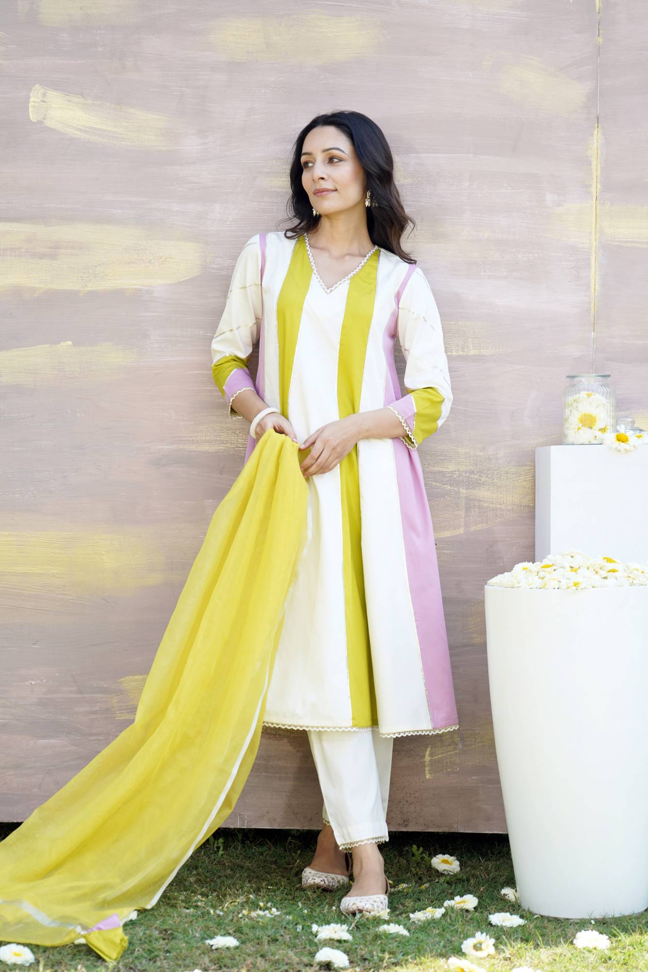 Orchid Olive Anarkali with Narrow Pants