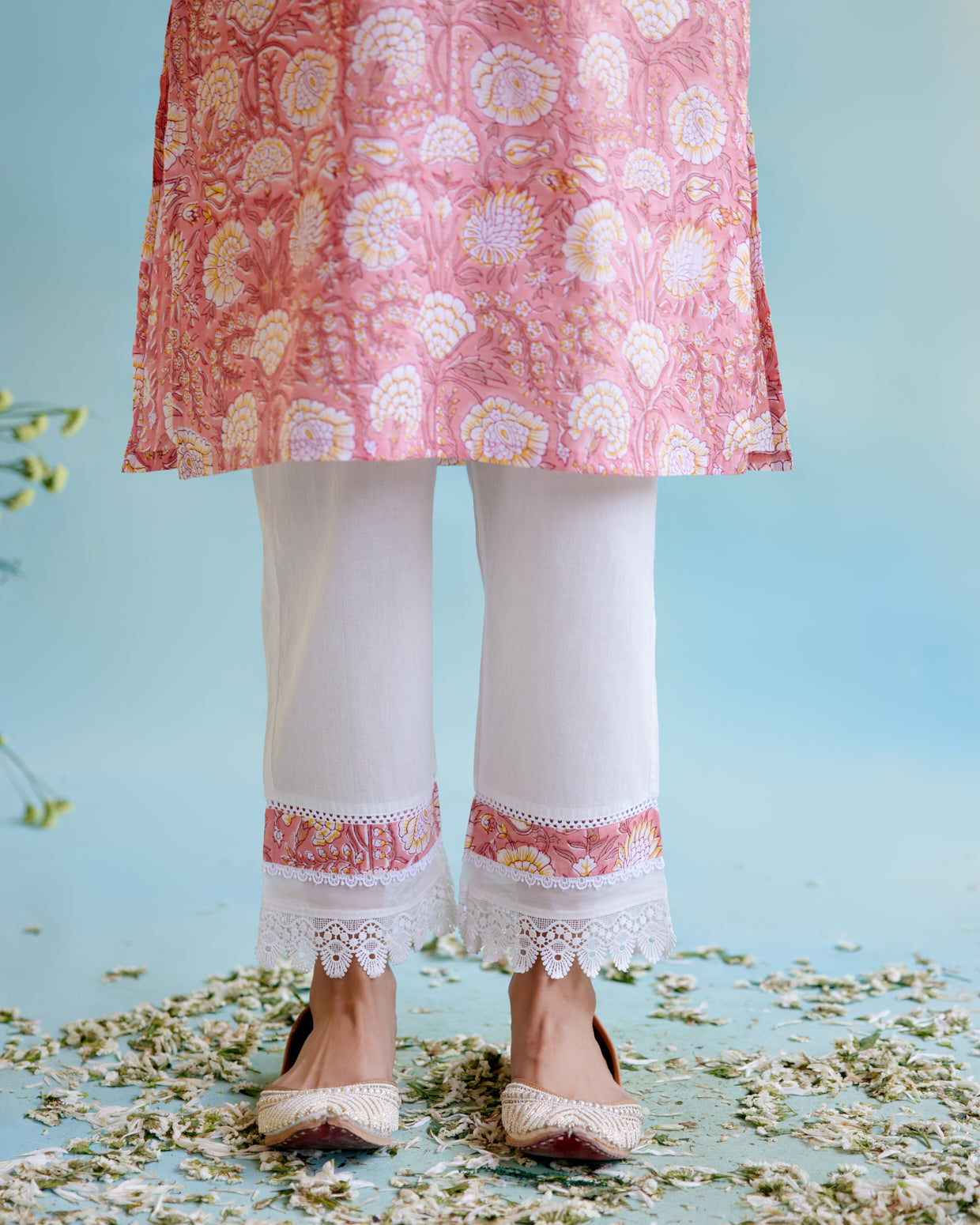 Dusty Rose Cotton Kurta with Narrow Pants