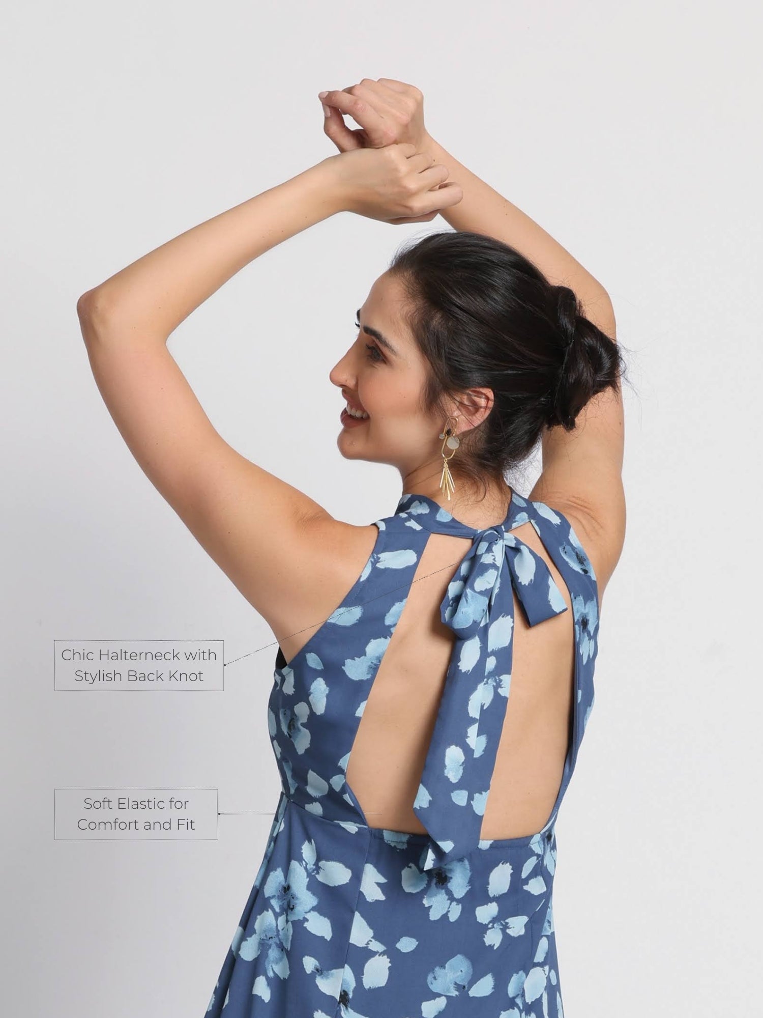 Floral Waterfall Halterneck Maxi Dress