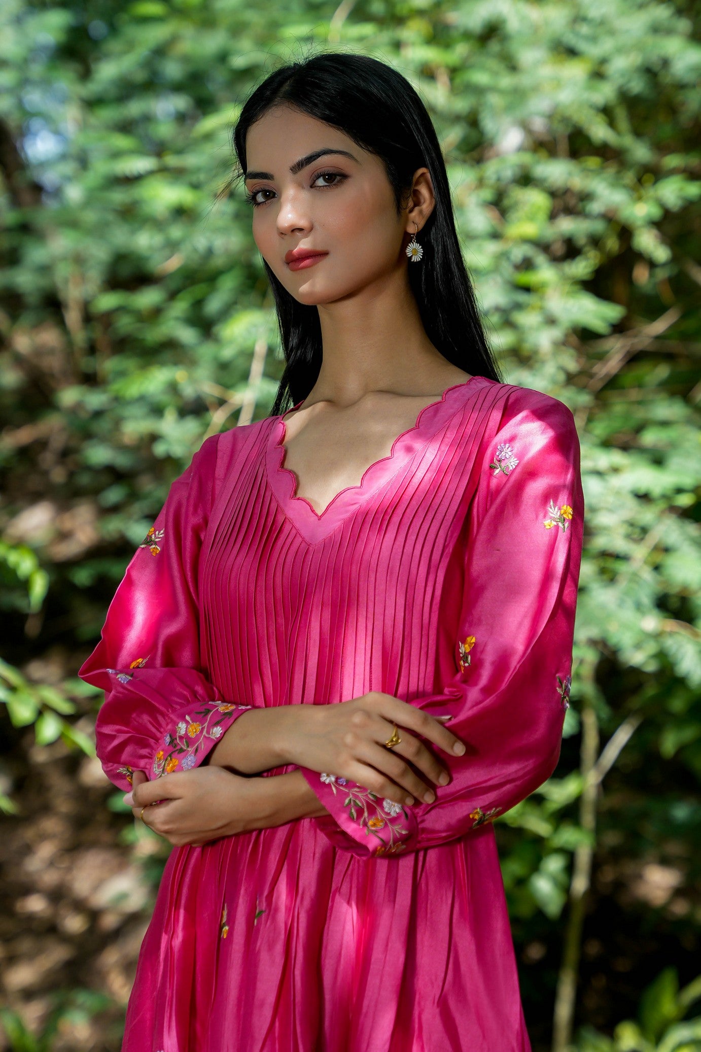 Pink chanderi dress