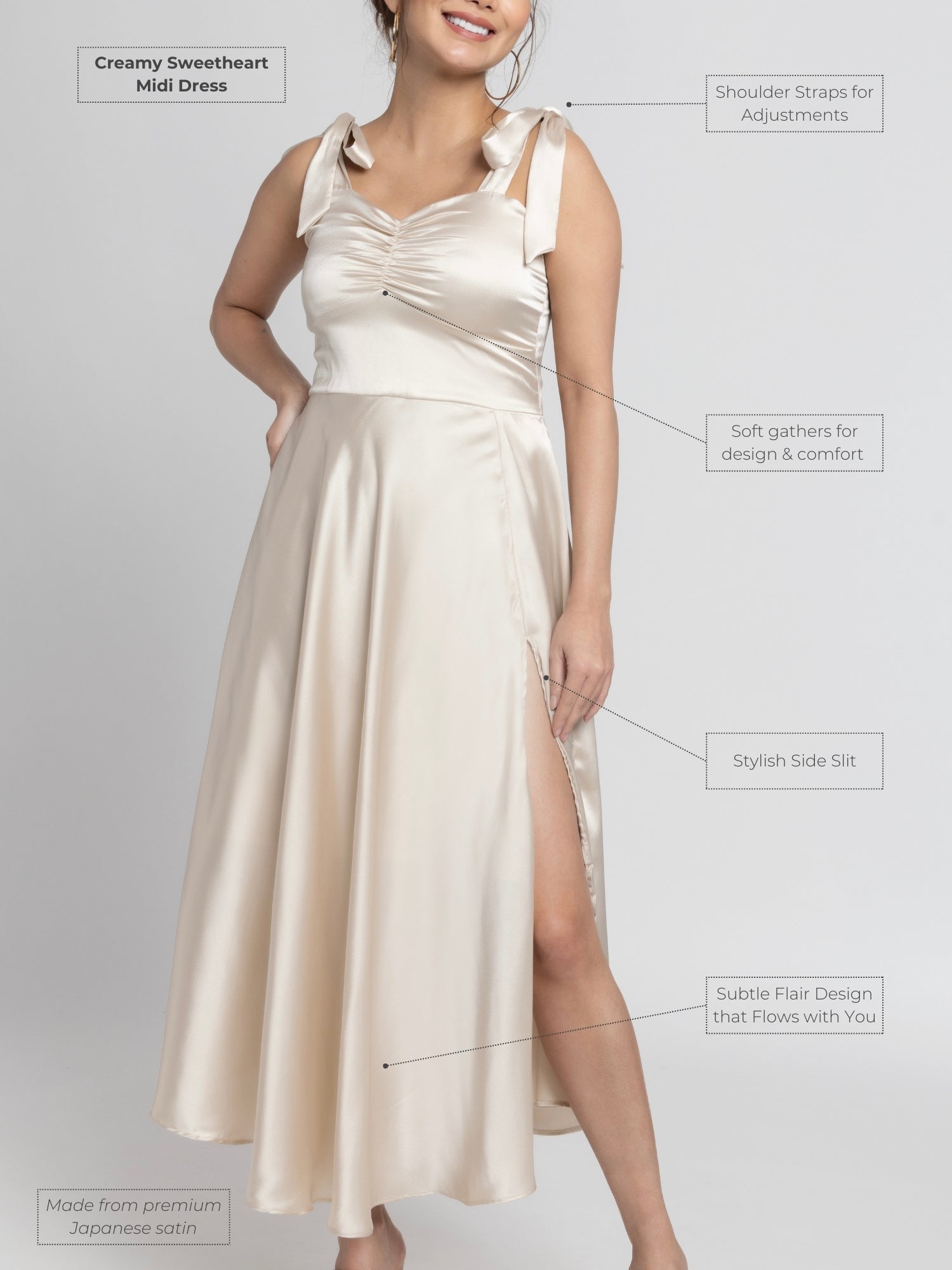 Creamy Sweetheart Midi Dress