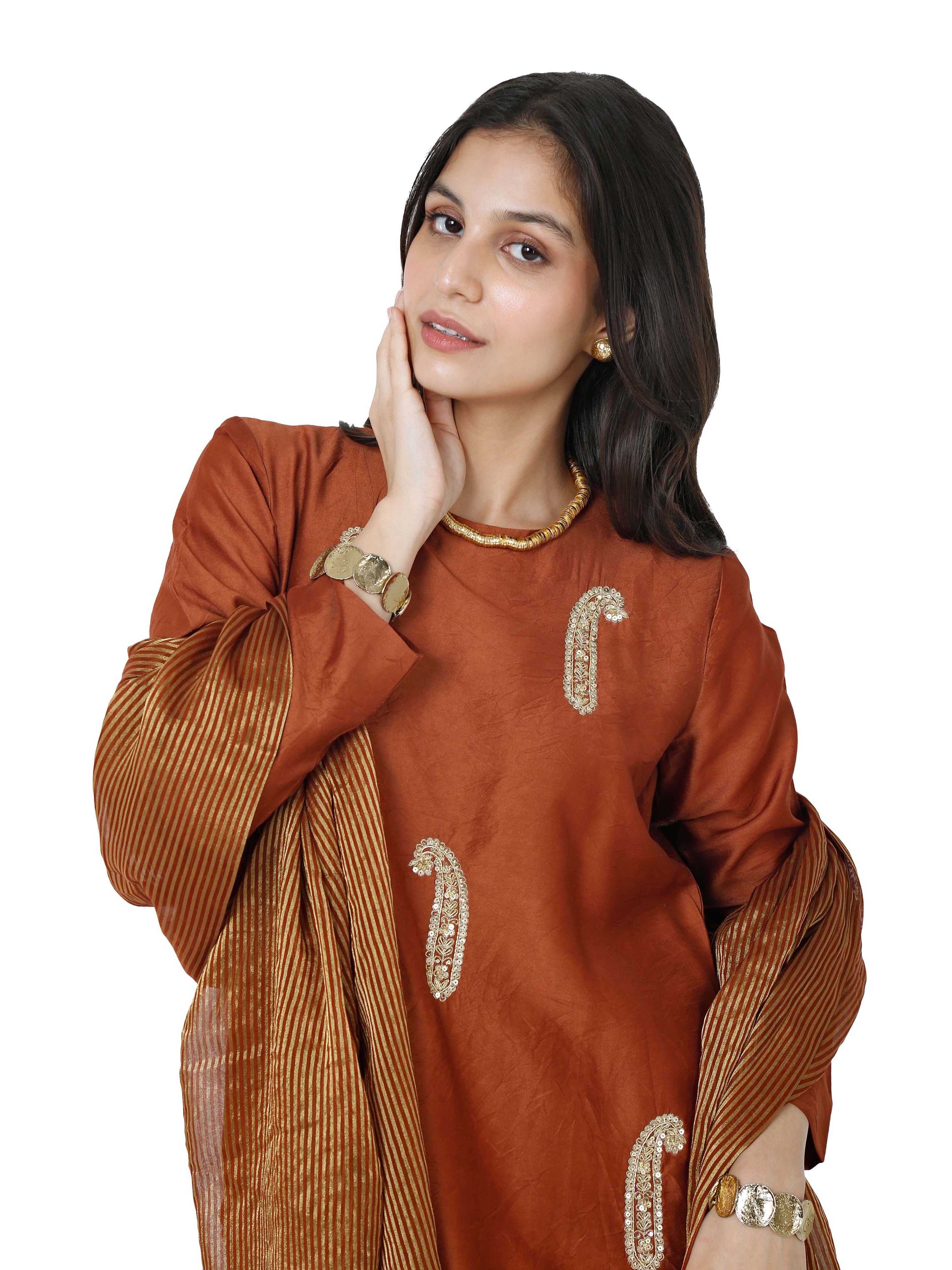 Chocolate Brown Straight Kurta Set