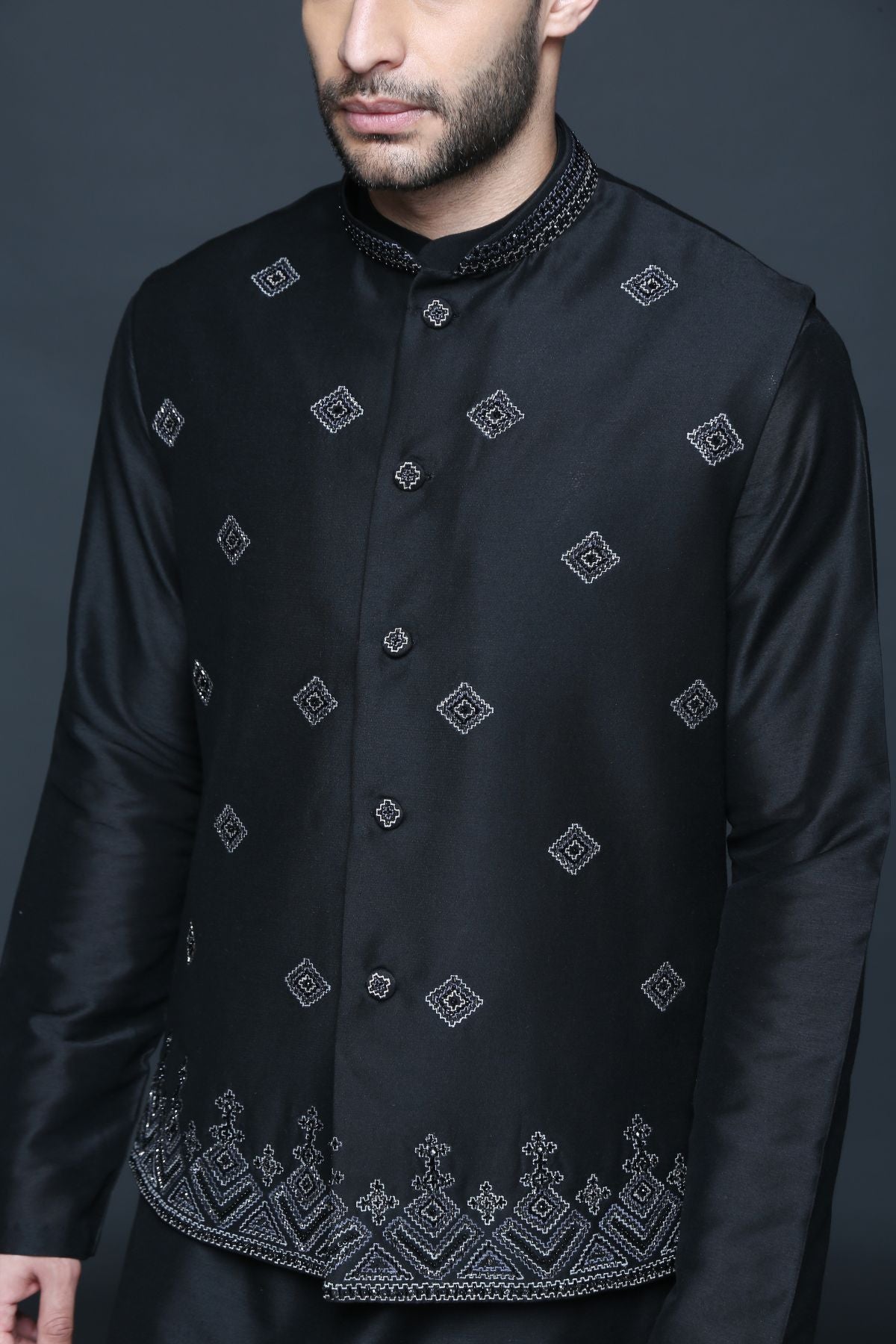 Black Bundi Kurta Set