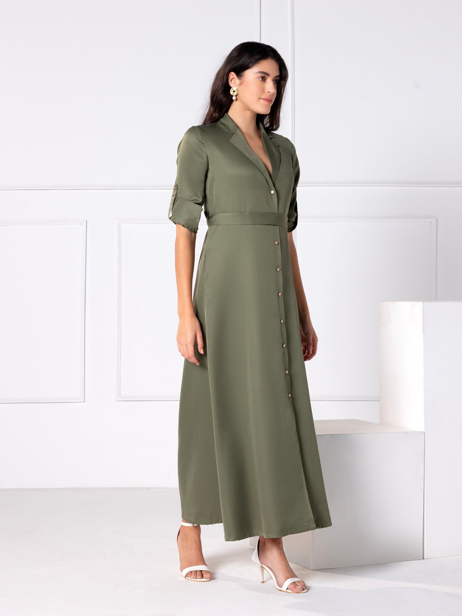 Olive Elegance Maxi Dress